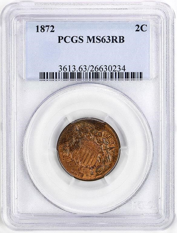 1872 2c MS RB MS63 RB CAC thumbnail 3