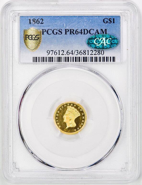 1862 G$1 PR DCAM PR64 DCAM CAC thumbnail 3