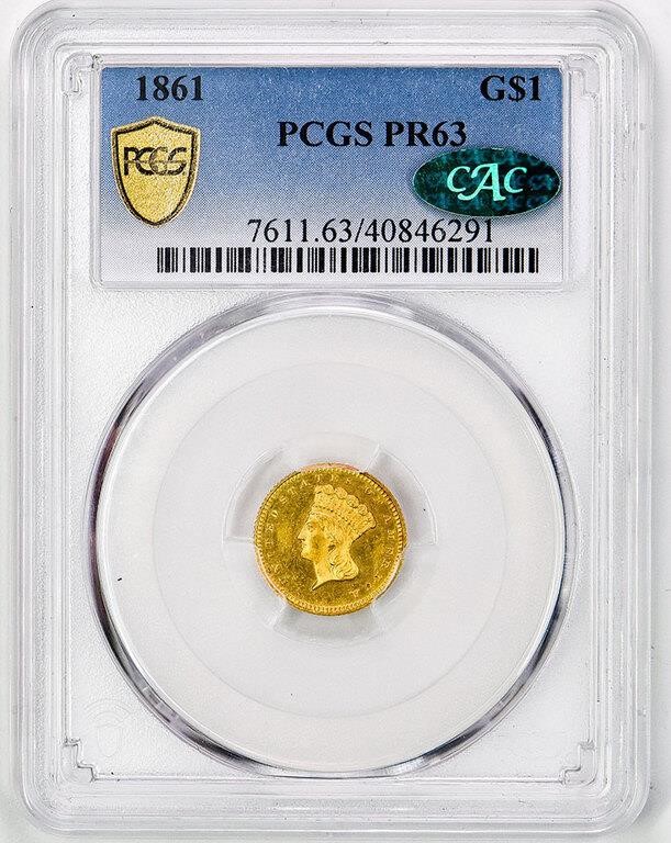 1861 G$1 PR61 CAC thumbnail 3