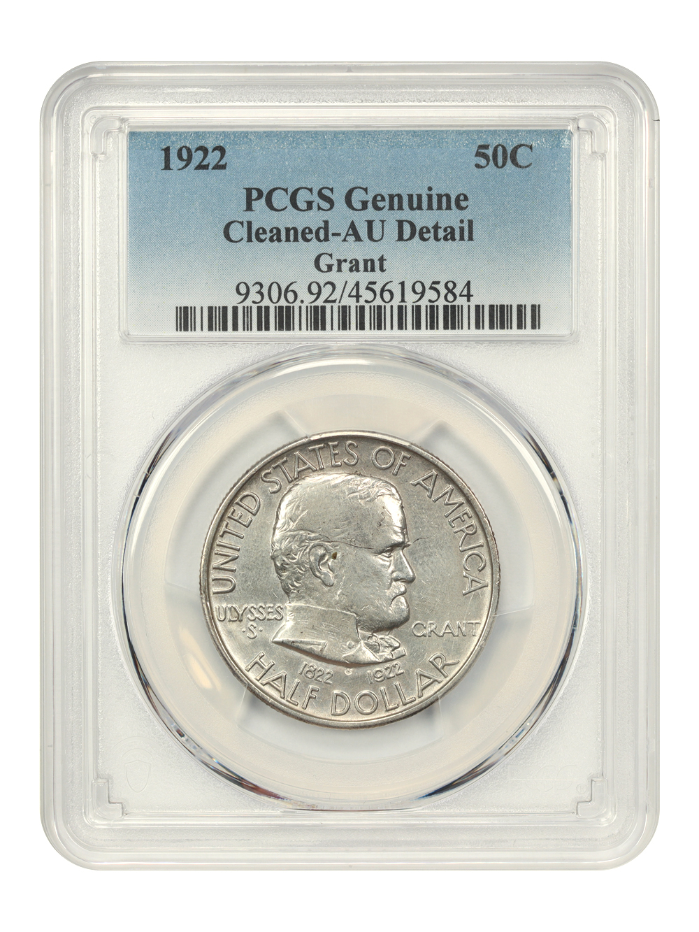 1922 50c Grant Memorial, without Star AU50 thumbnail 3