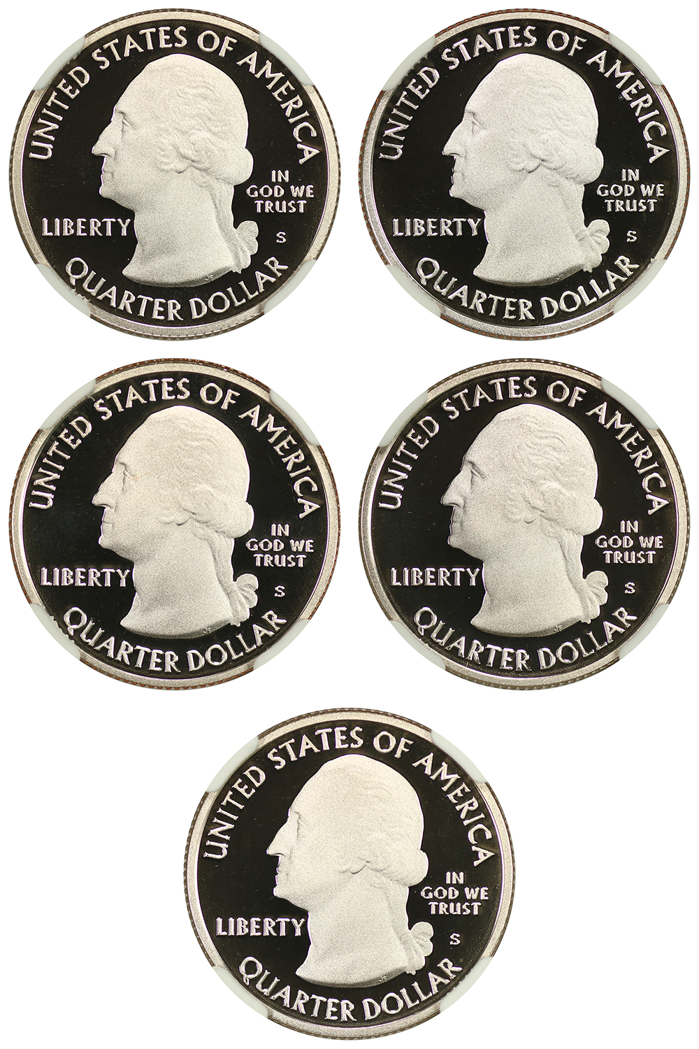 2011-S 25c Clad Quarters Proof Set, 5 Coins PR thumbnail 6