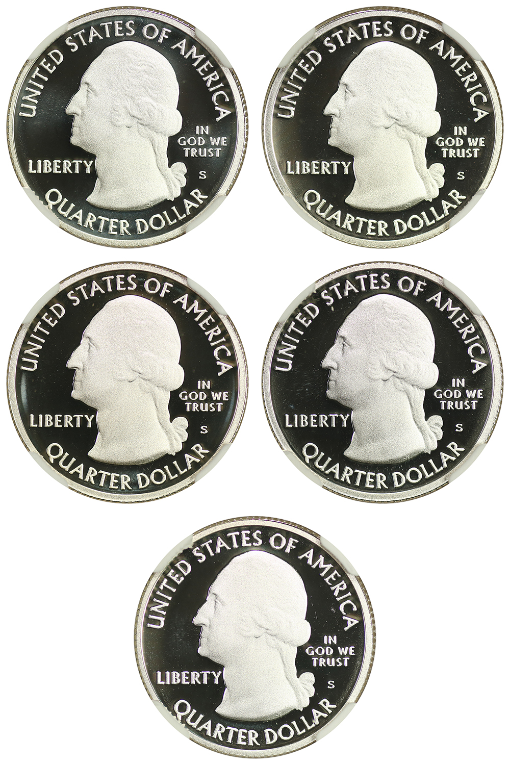 2011-S 25c Silver Quarters Proof Set, 5 Coins PR thumbnail 6