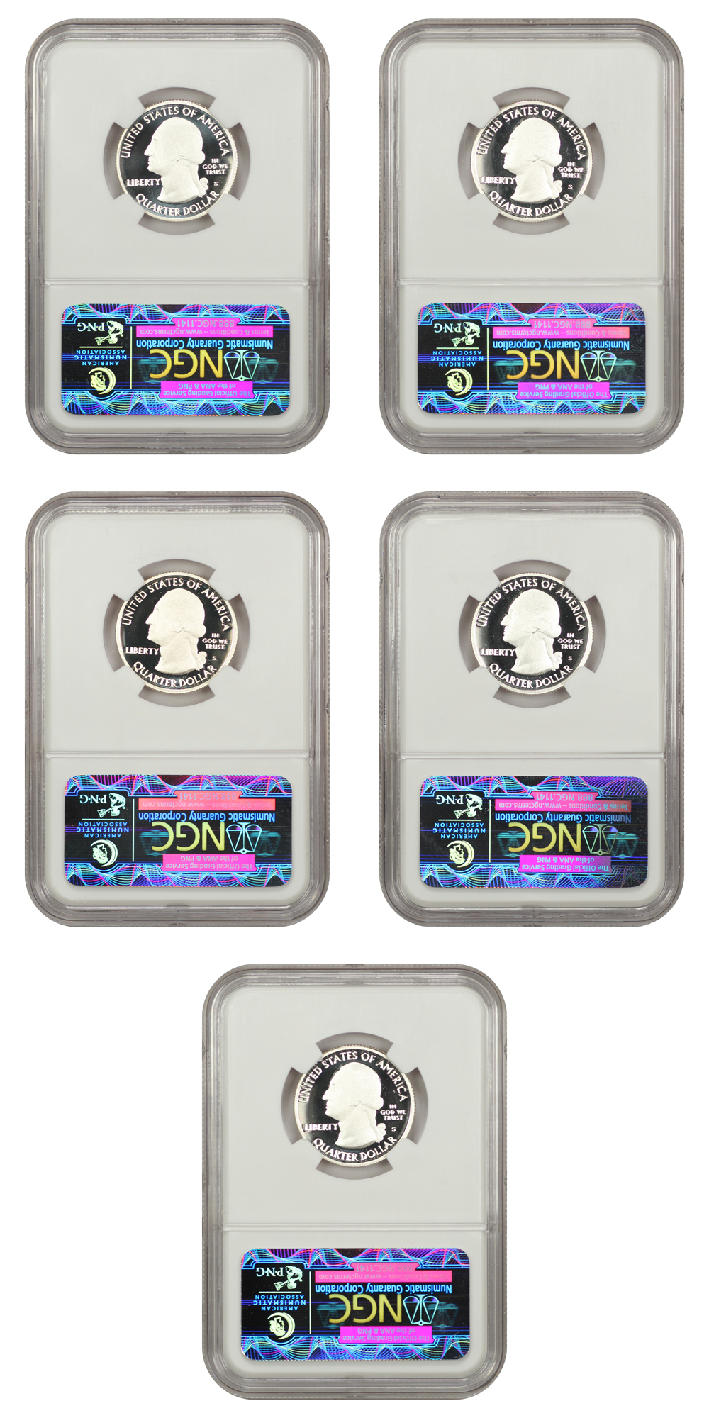 2011-S 25c Silver Quarters Proof Set, 5 Coins PR thumbnail 4