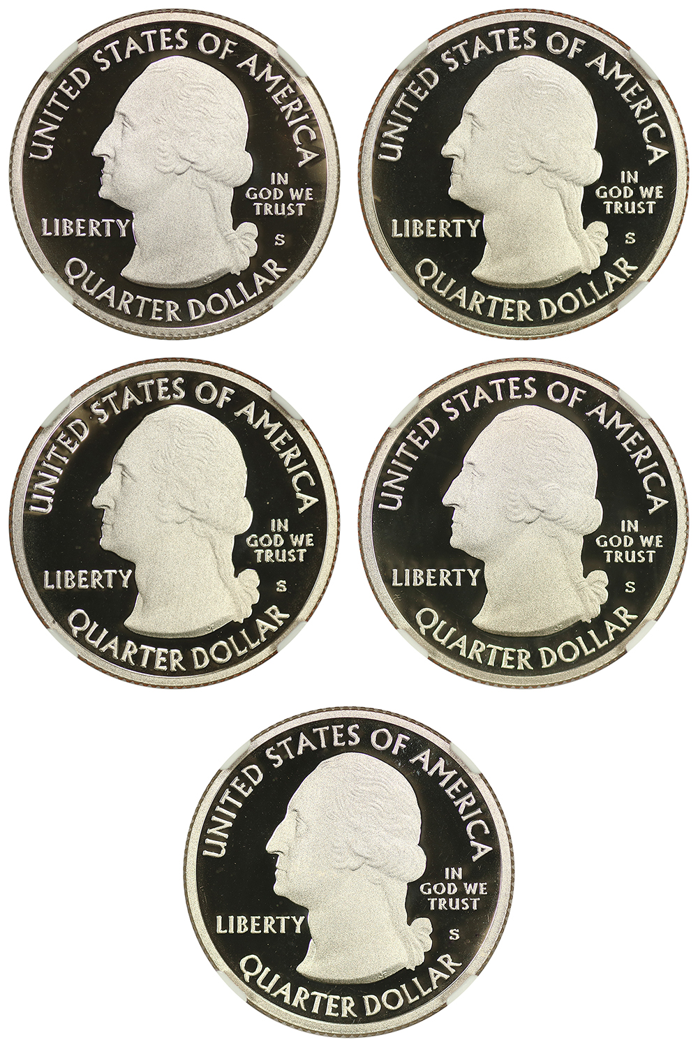 2012-S 25c Clad Quarters Proof Set, 5 Coins PR thumbnail 6