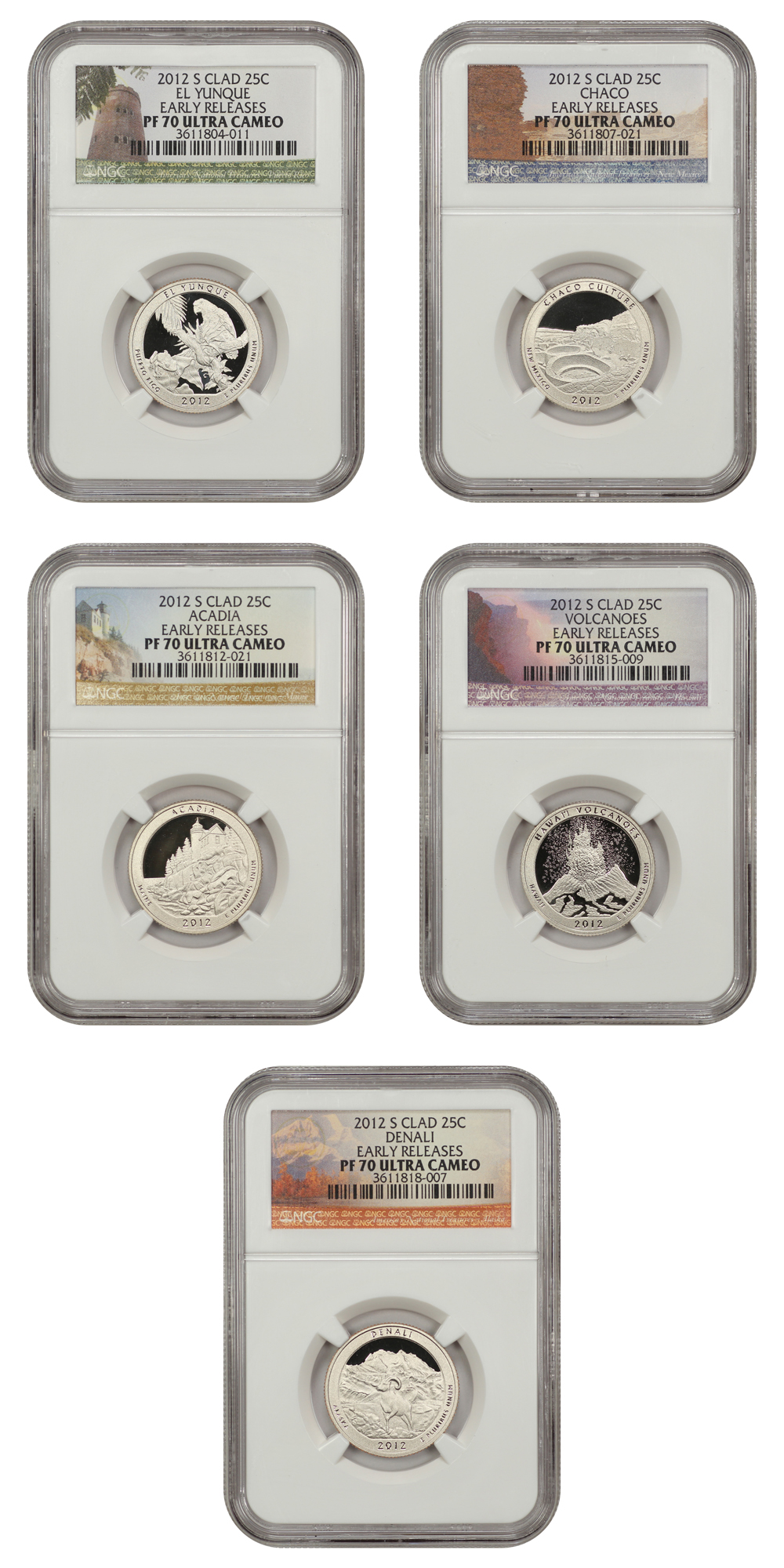 2012-S 25c Clad Quarters Proof Set, 5 Coins PR thumbnail 5