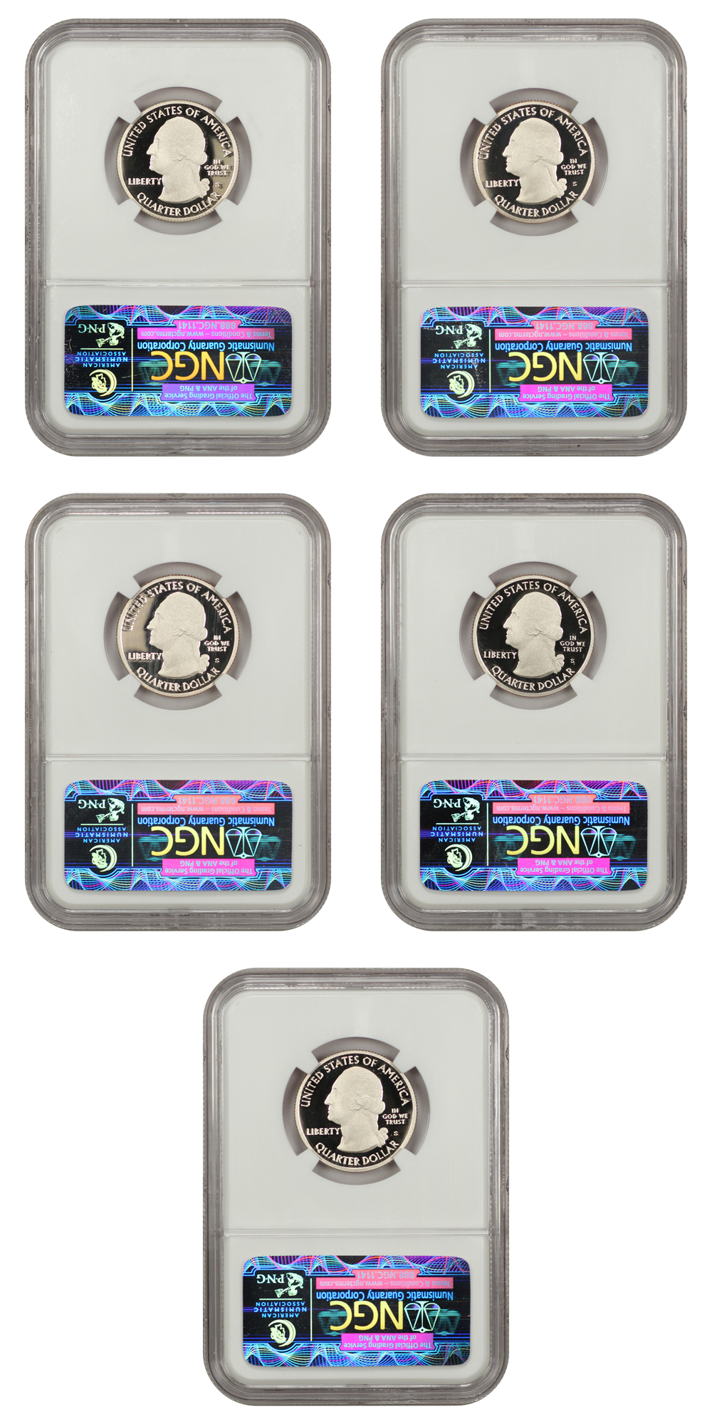 2012-S 25c Clad Quarters Proof Set, 5 Coins PR thumbnail 4