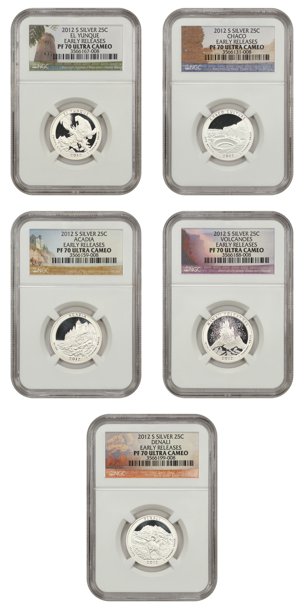 2012-S 25c Silver Quarters Proof Set, 5 Coins PR thumbnail 5