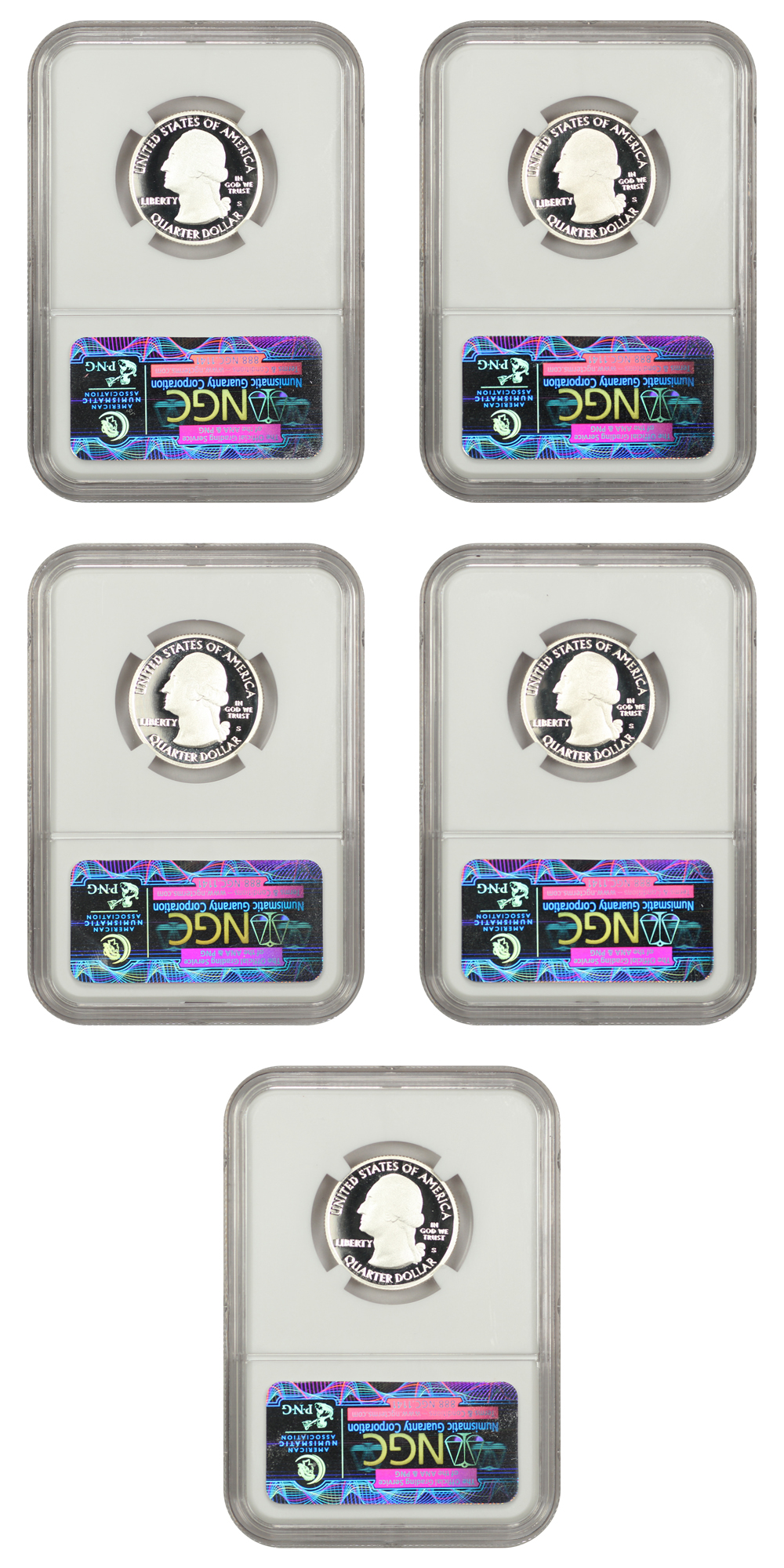 2014-S 25c Silver Quarters Proof Set, 5 Coins PR thumbnail 4
