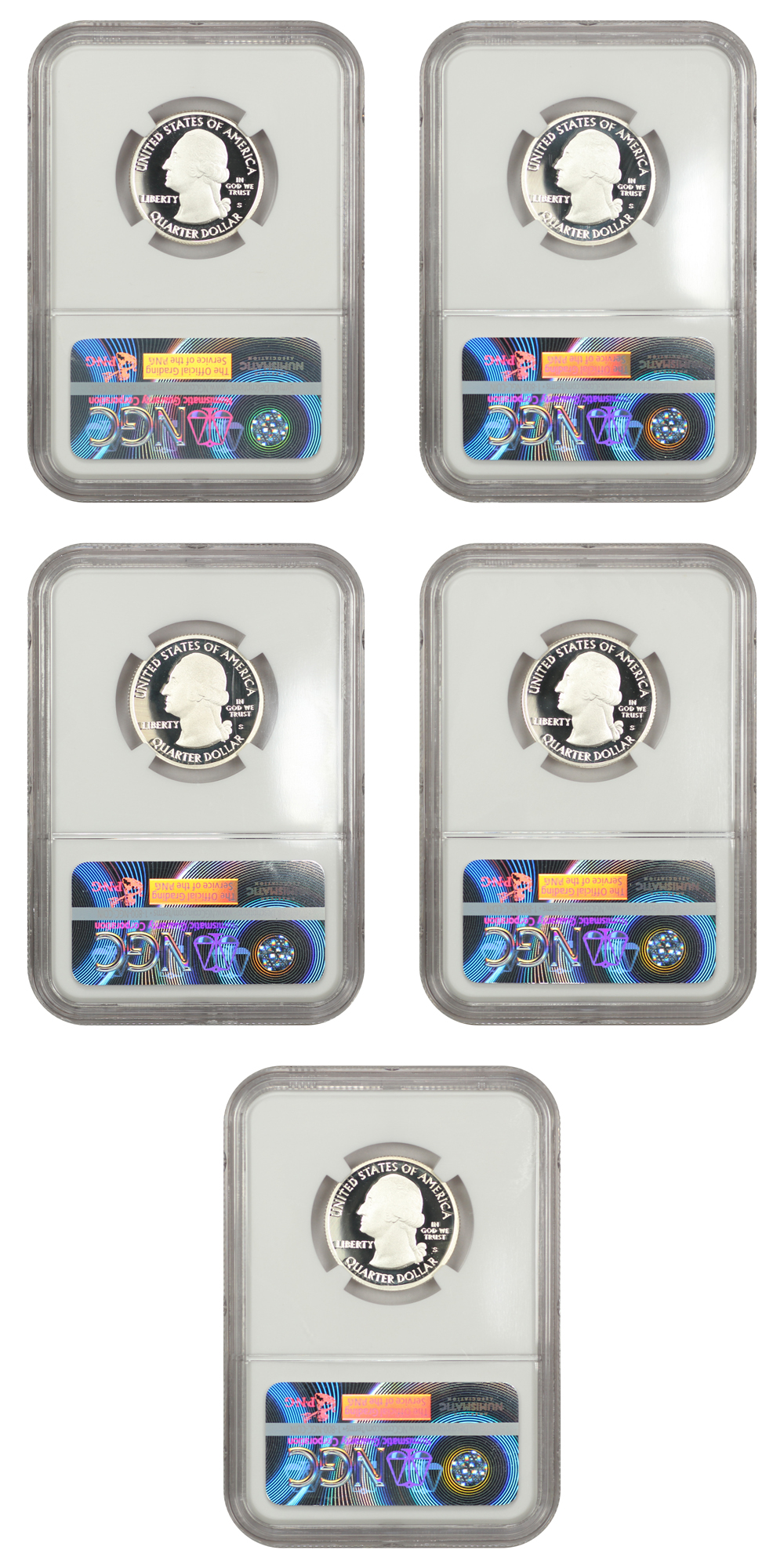 2015-S 25c Silver Quarters Proof Set, 5 Coins PR thumbnail 4