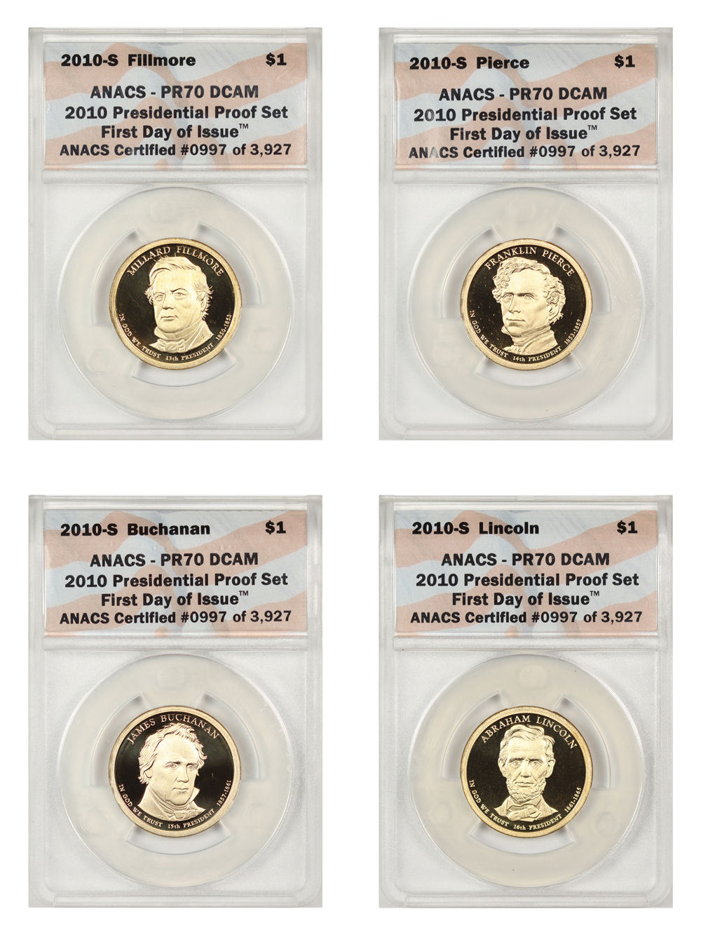 2010-S $1  Presidential Proof Set, 4 Coins PR thumbnail 5