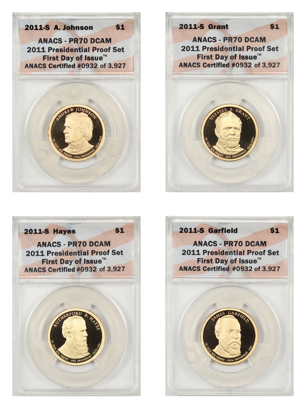 2011-S $1  Presidential Proof Set, 4 Coins PR thumbnail 16