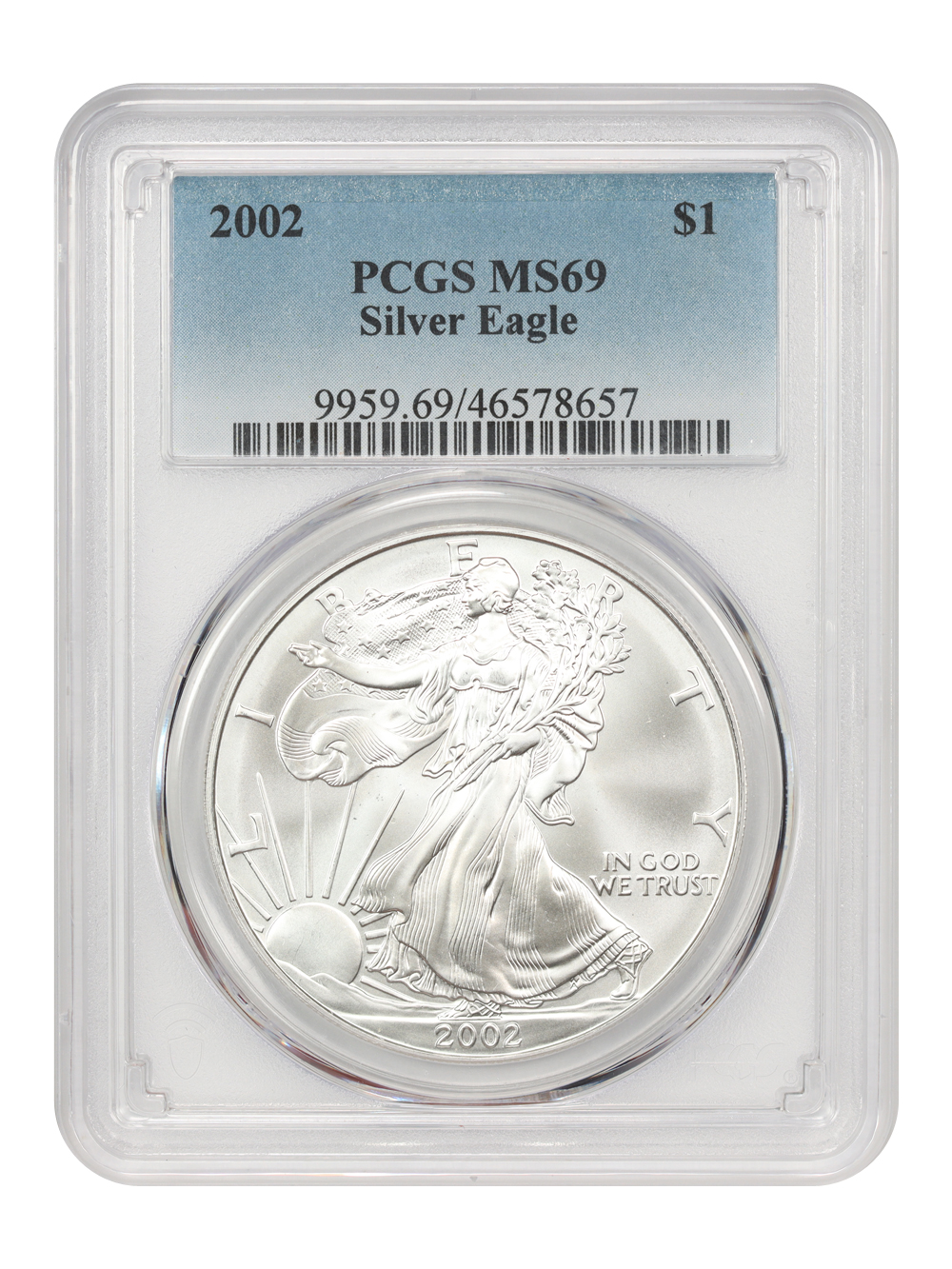 2002 $1  Silver Eagle MS69 CAC thumbnail 3