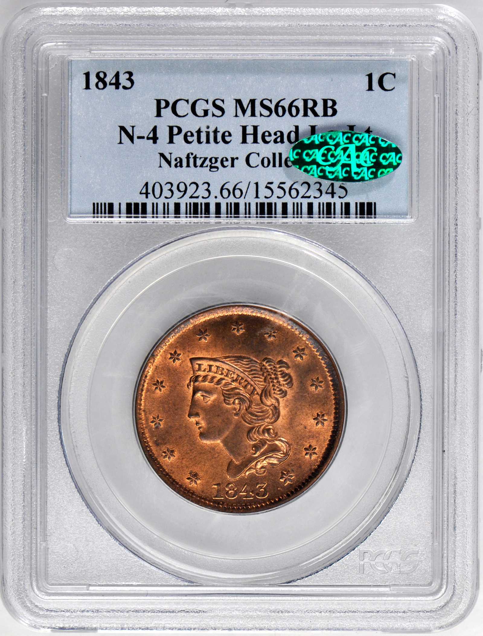 1843 1c Petite Head, Lg. Letters, N-4 MS RB thumbnail 4