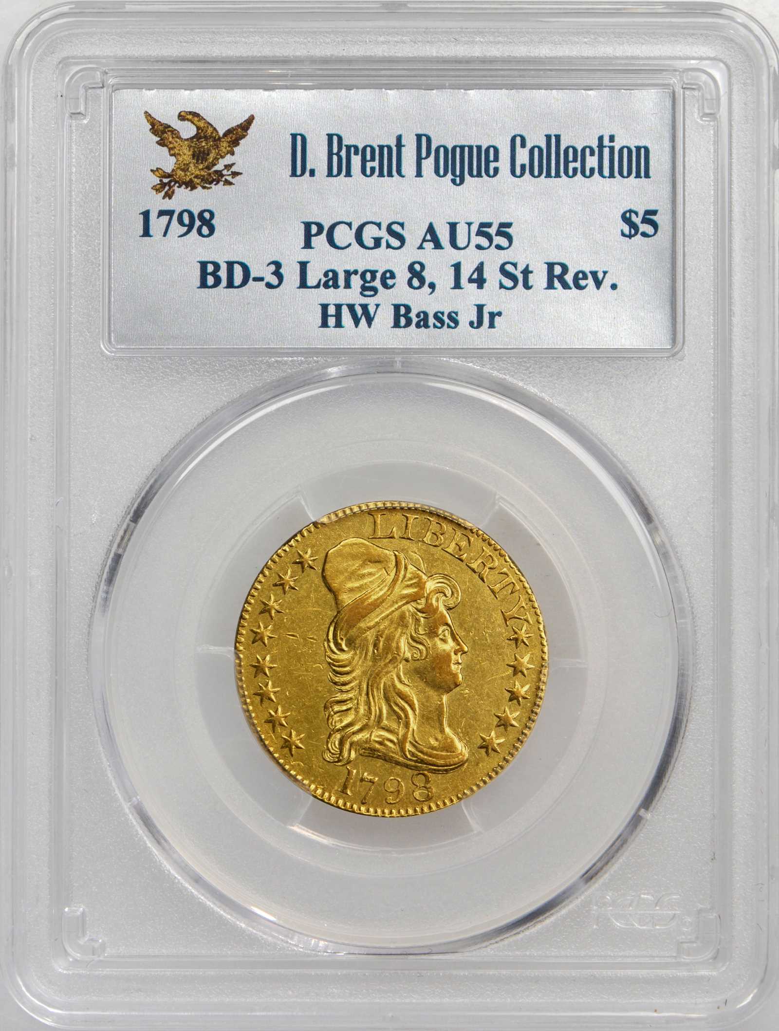 1798 $5  Large Eagle, Large 8, 14 Stars AU58 thumbnail 16