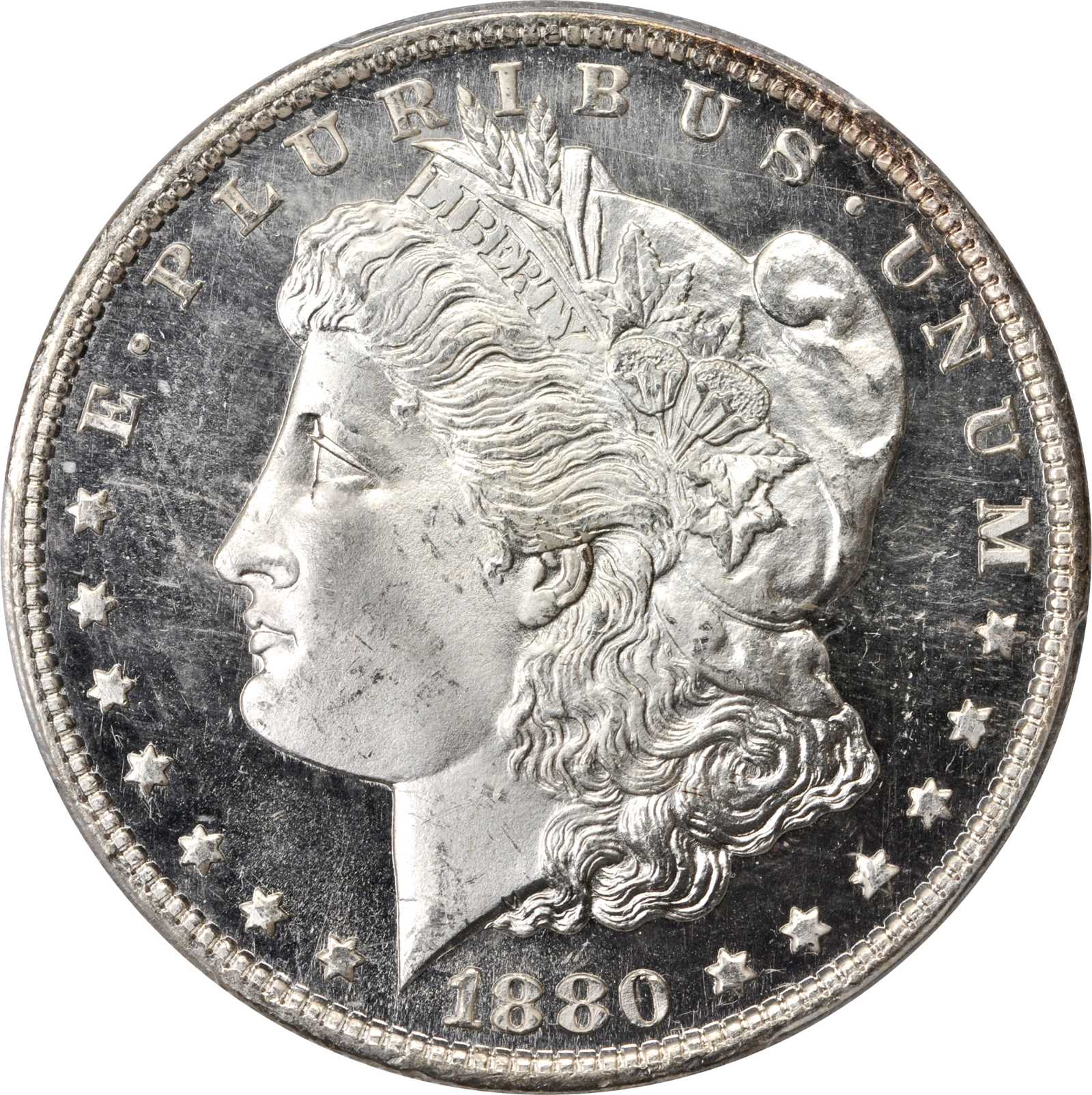 1880-S Morgan Silver Dollar. VAM-12. Hit List. Checkmark. MS-66 PL (PCGS).