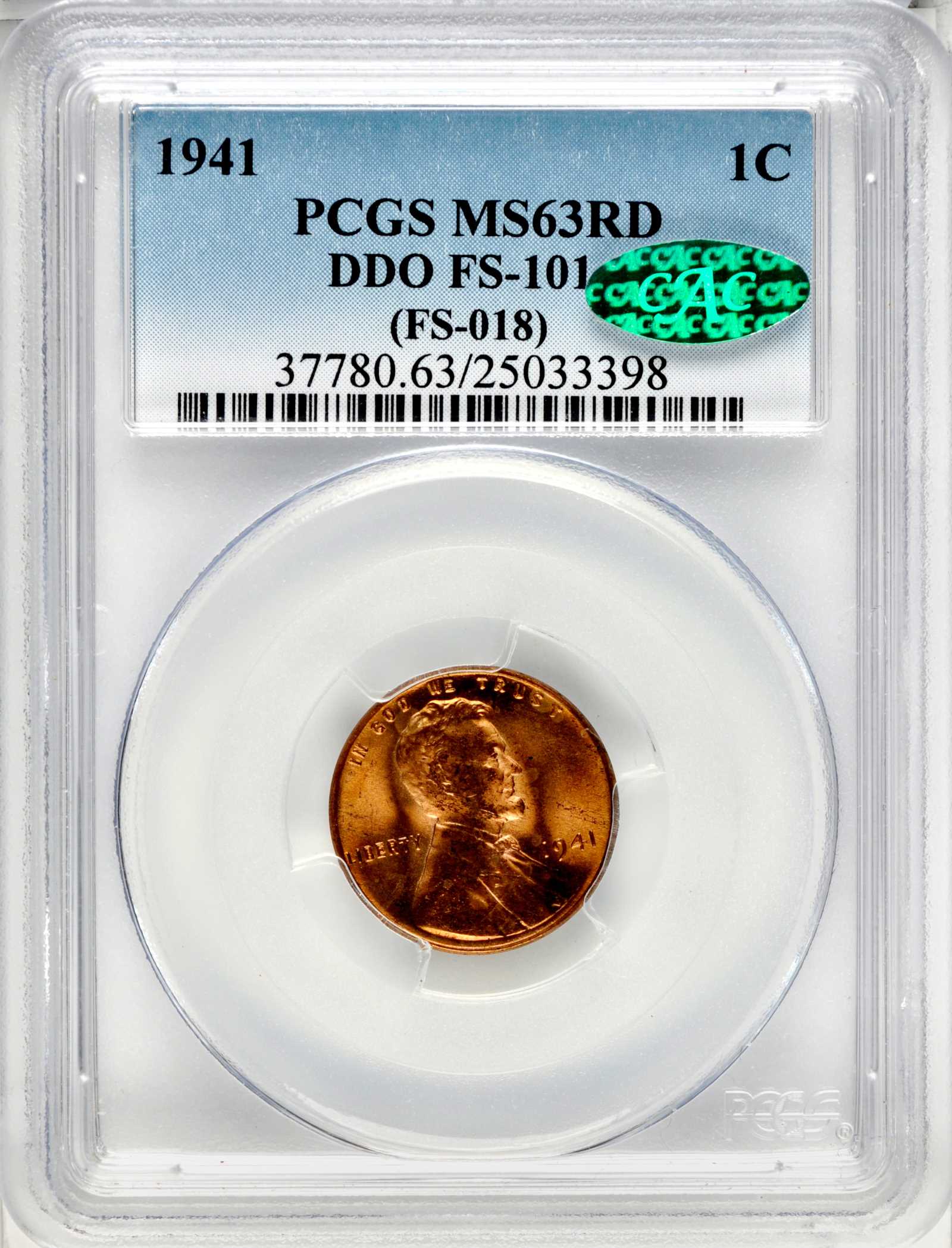 1941 1c Doubled Die Obverse MS RD MS63 RD thumbnail 7