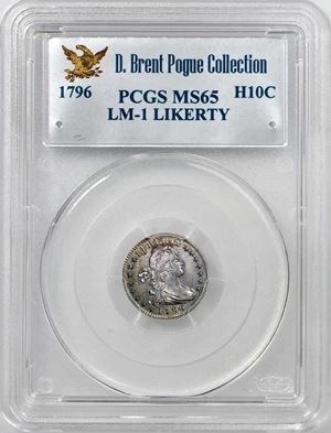 image for: 1796 Draped Bust Half Dime. Logan McCloskey-1. Rarity 3. LIKERTY. Mint State-65 (PCGS).