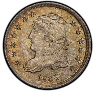 image for: 1836 Capped Bust Half Dime. Logan McCloskey-3. Rarity-1. Large 5. Mint State-66 (PCGS).