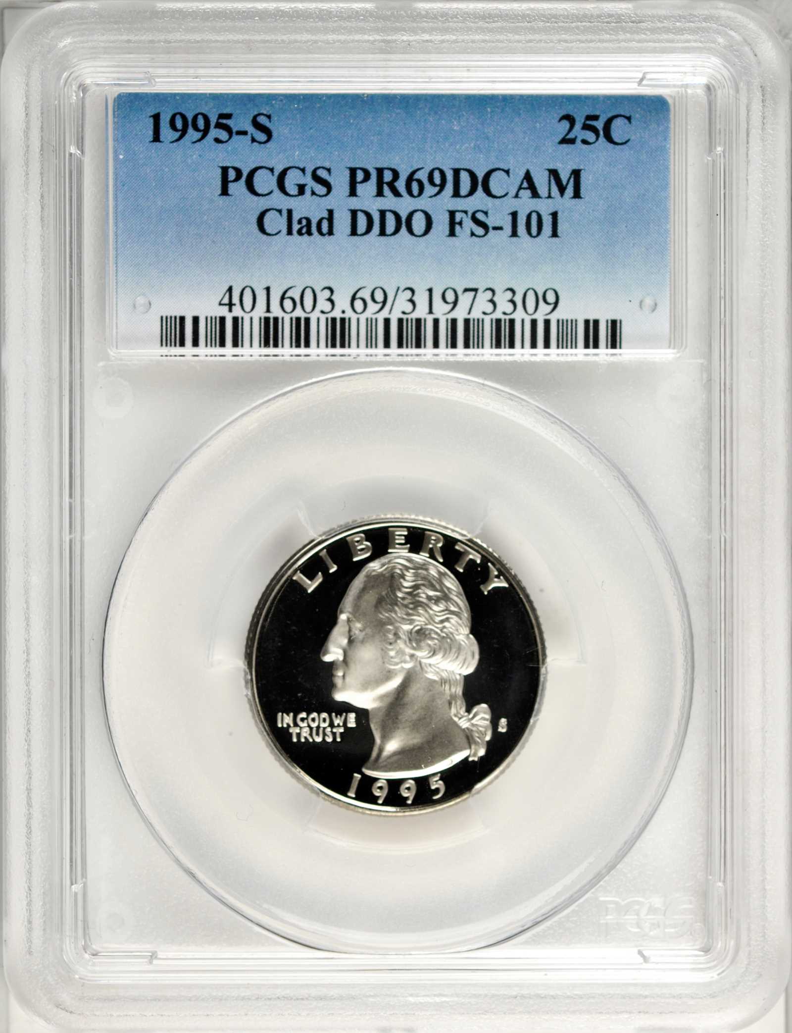 1995-S 25c Clad, DDO, FS-101 PR DCAM PR60 DCAM thumbnail 6