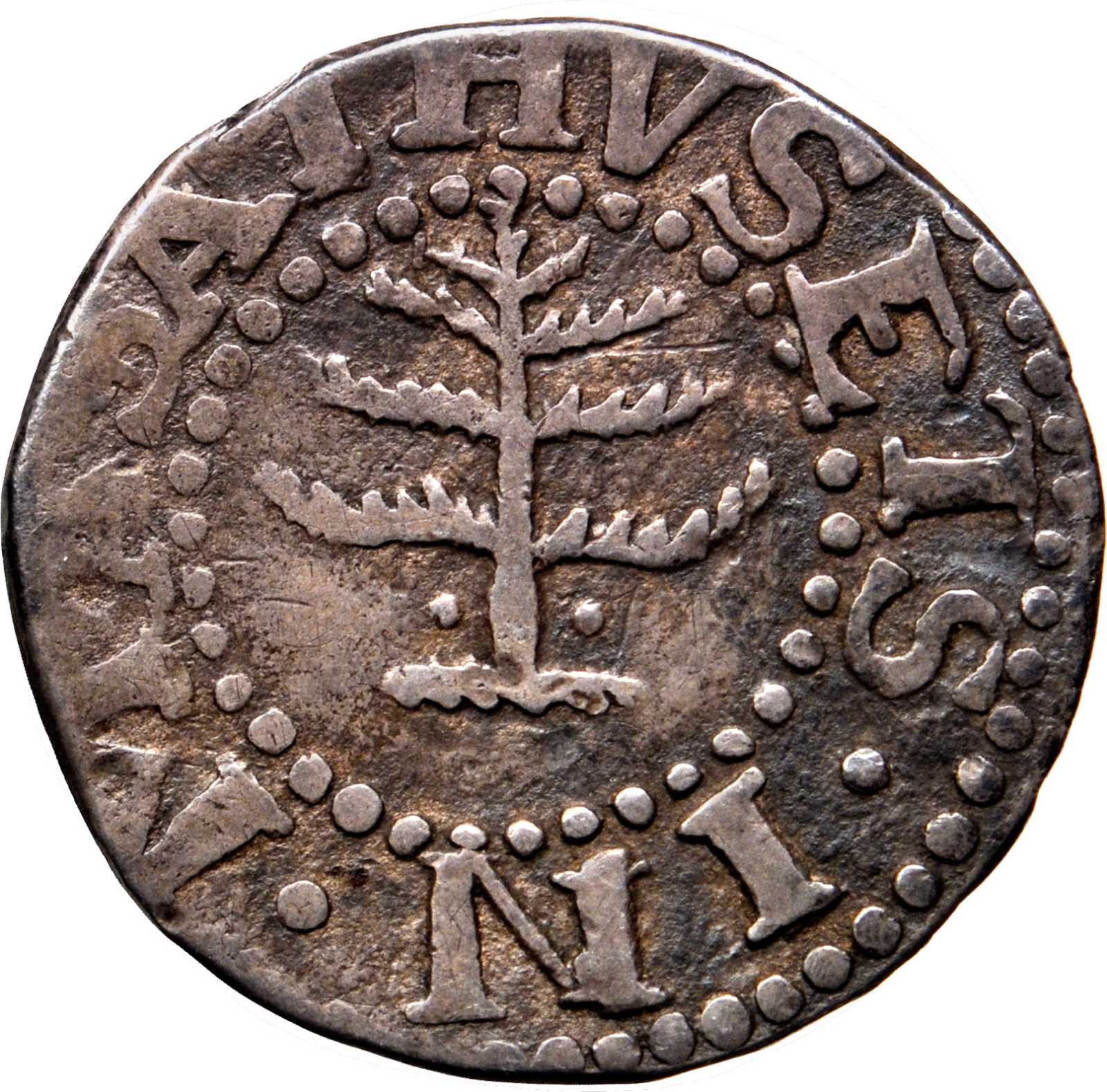 1652 Pine Tree Sixpence. Noe-33a, Salmon 2*-B. Rarity-5+. Pellets at Trunk. EF-40 (PCGS). CAC.