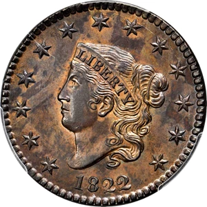 image for: 1822 Matron Head Cent. N-2. Unique as a Proof. Noyes Die State B/A. Proof-64 BN (PCGS).