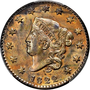 image for: 1822 Matron Head Cent. N-6. Rarity-8+ as a Proof. Noyes Die State A/A. Proof-63 BN (PCGS).