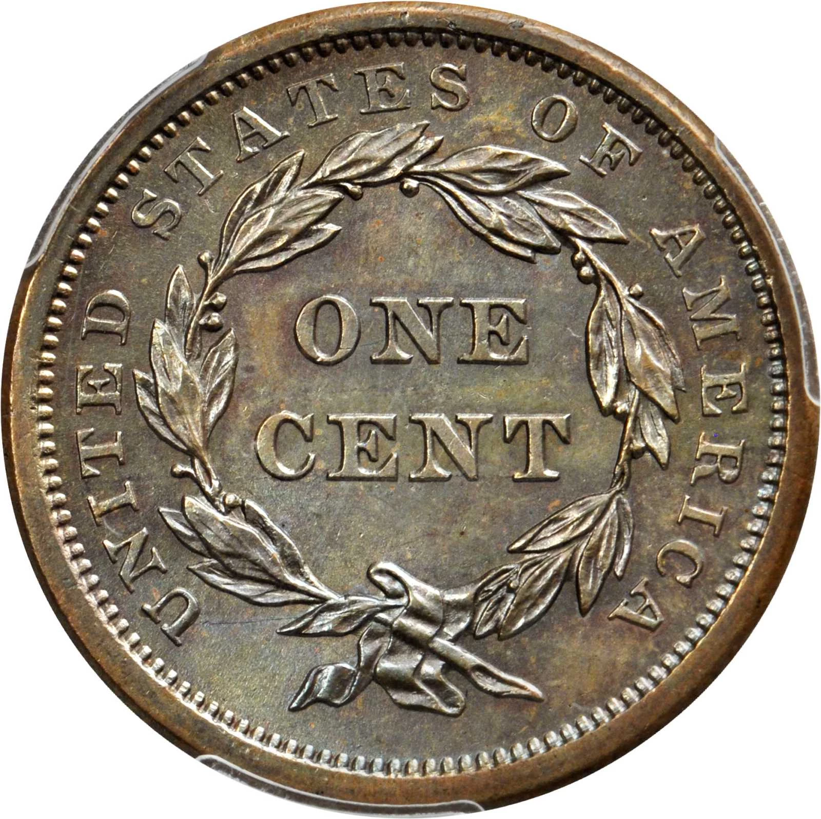 1856 Braided Hair Cent. N-7. Upright 5--Obverse Die Cap, Reverse  Brockage--MS-63 BN (NGC).