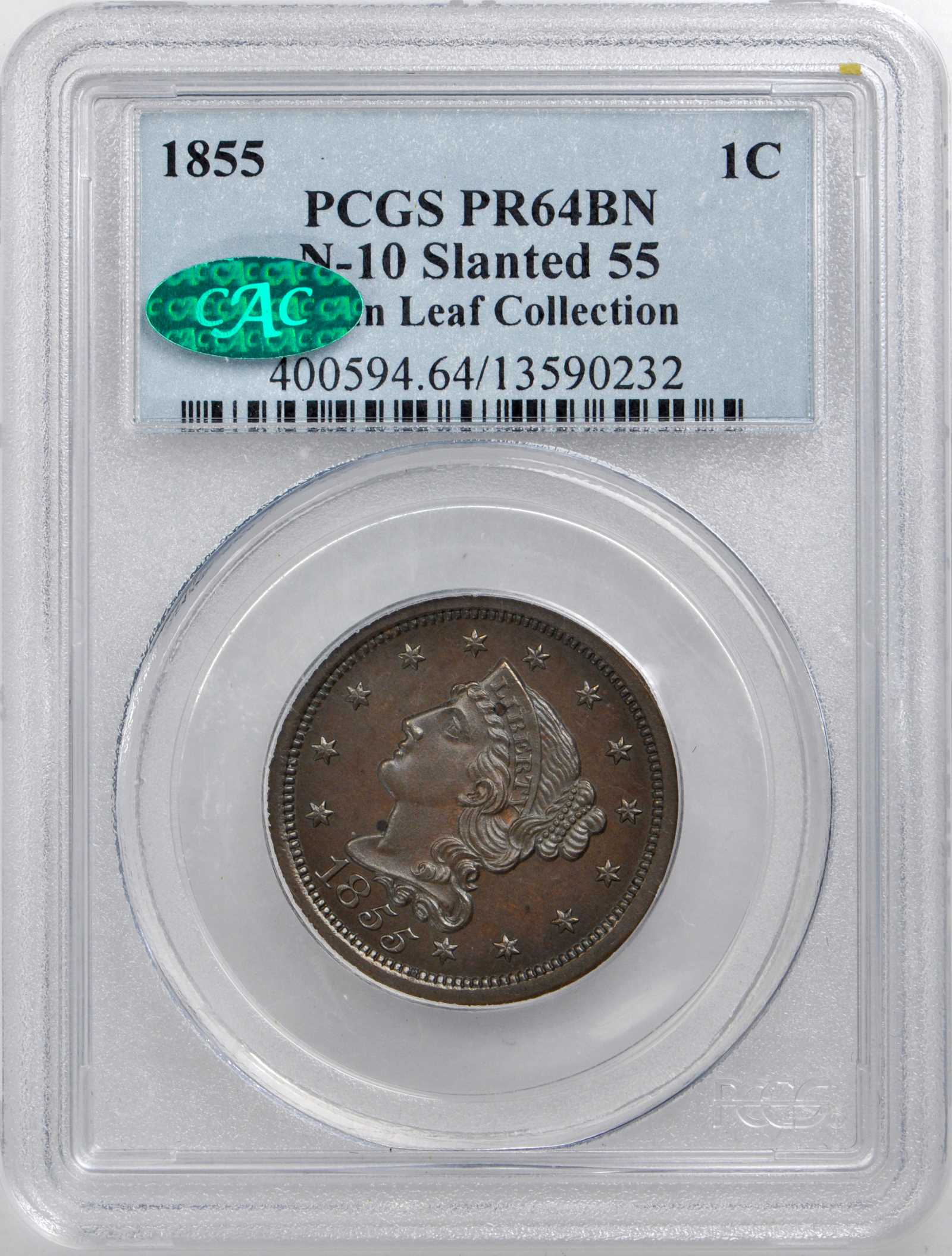 1855 1c Slanted 55 PR BN PR62 BN thumbnail 27