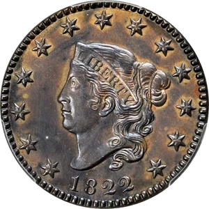 image for: 1822 Matron Head Cent. N-8. Unique as a Proof. Noyes Die State A/C. Proof-64 BN (PCGS).