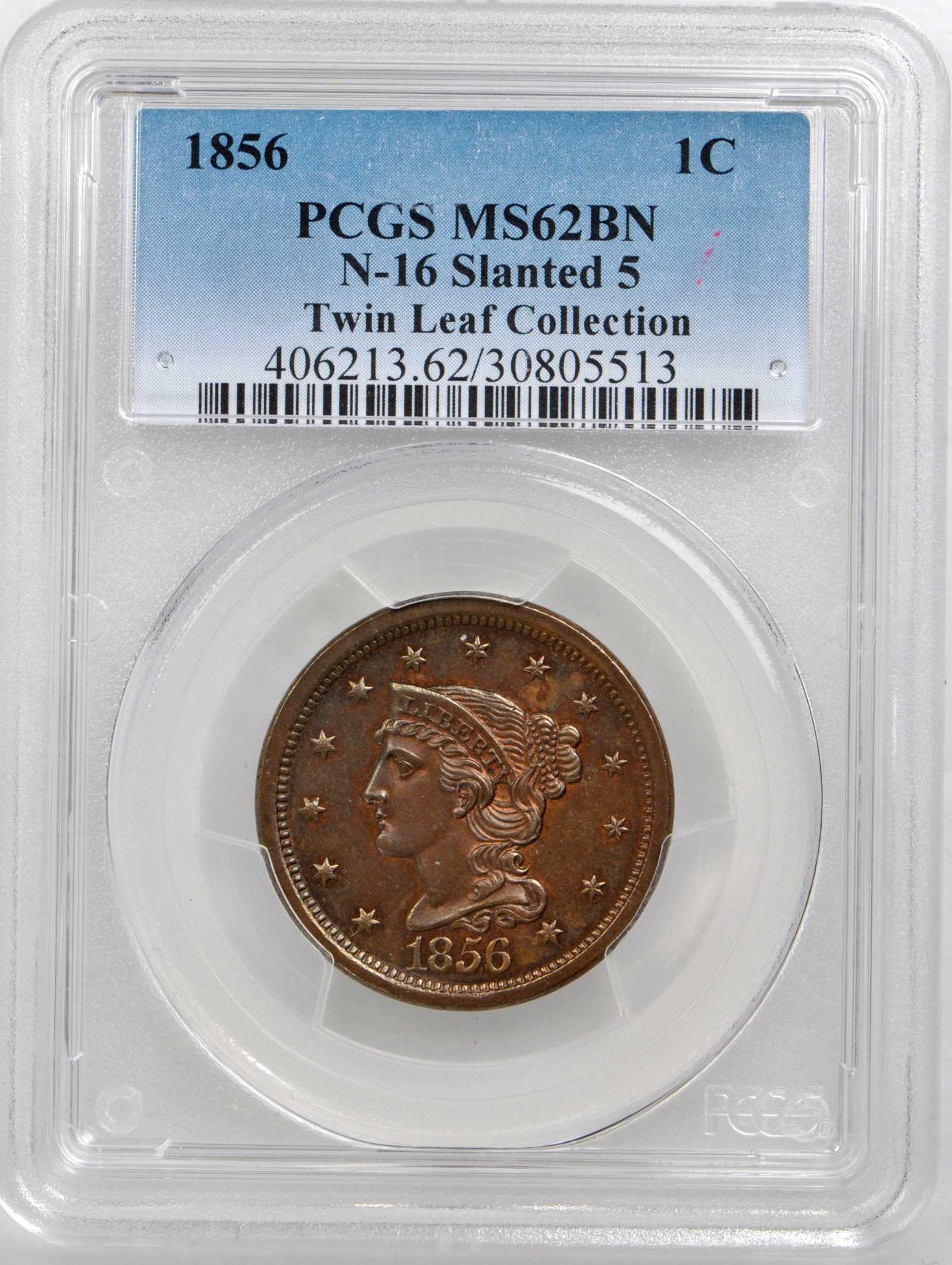 1856 1c Slanted 5, N-16 MS BN thumbnail 2