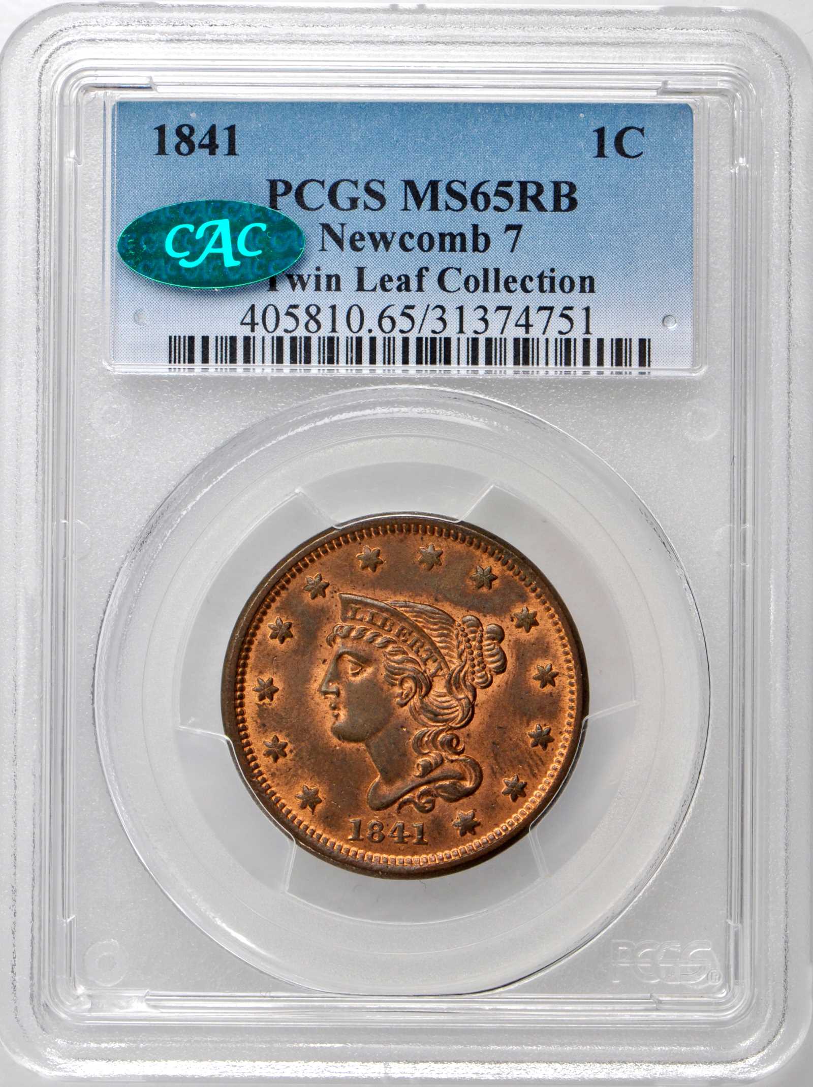 1841 1c MS RB MS64 RB CAC thumbnail 11