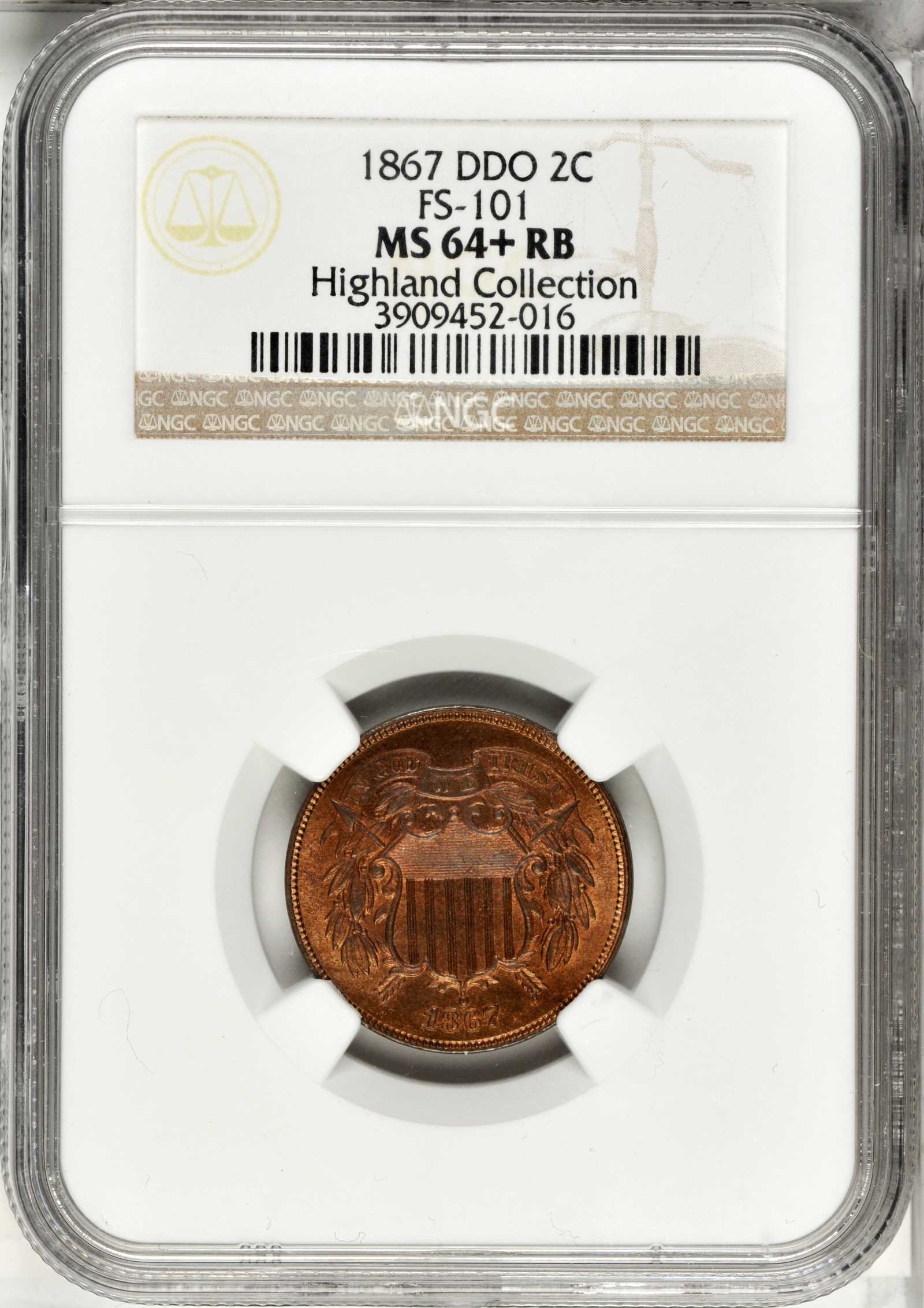 1867 2c Doubled Die Obverse  MS RB MS64 RB CAC thumbnail 12
