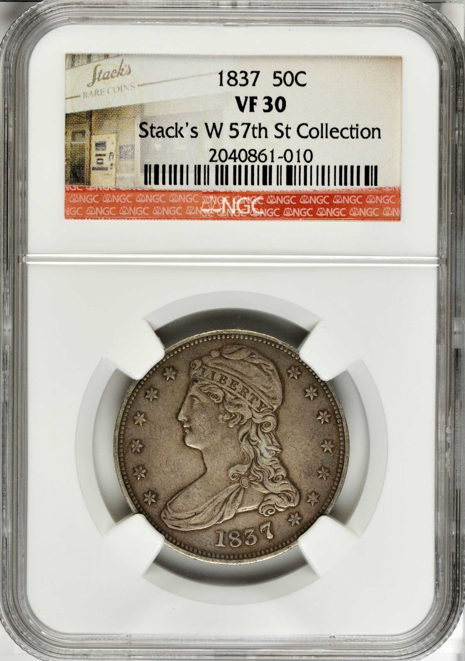 1837 50c Reeded Edge, GR-13 AU50 thumbnail 9