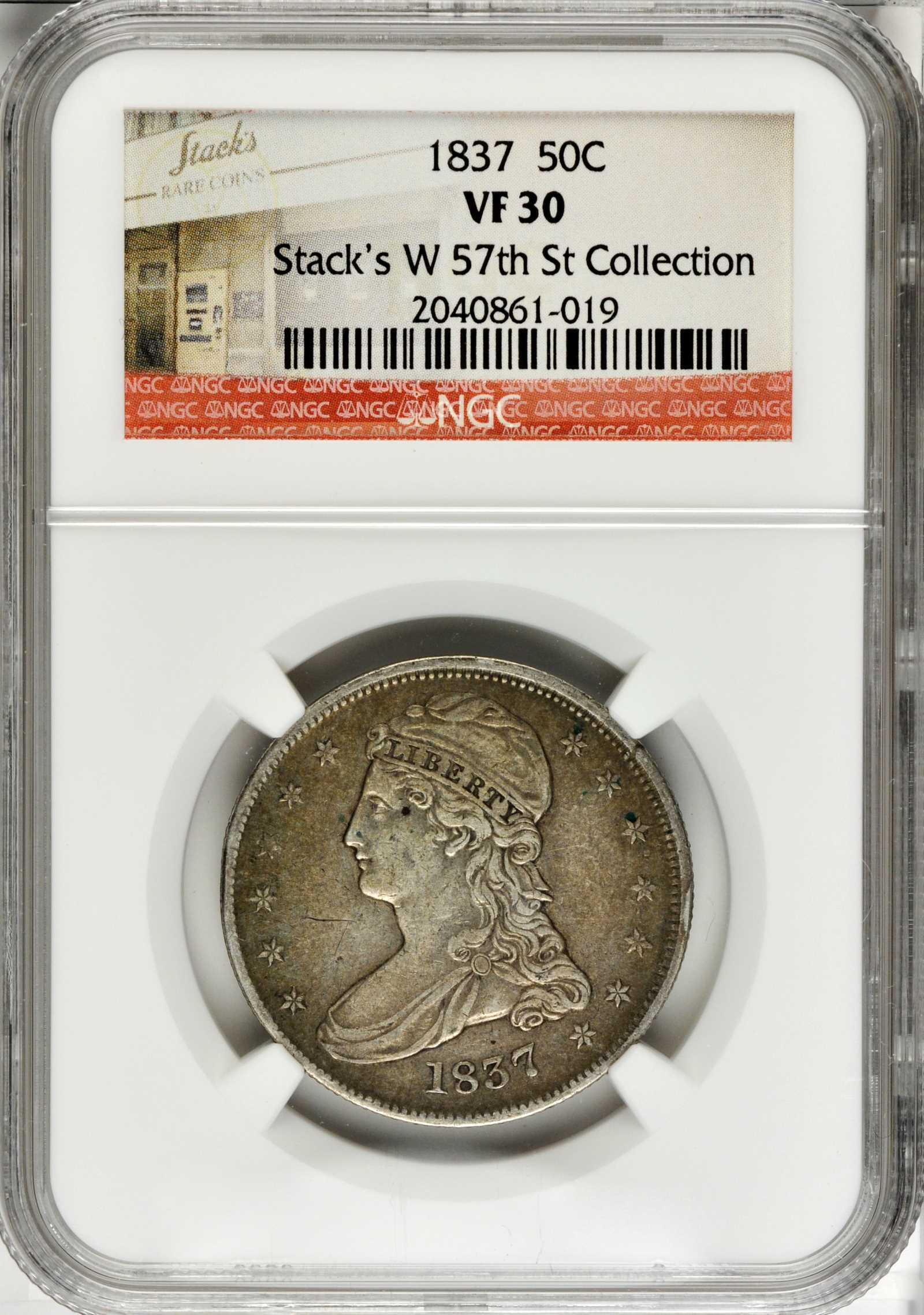 1837 50c Reeded Edge, GR-8 F12 thumbnail 8