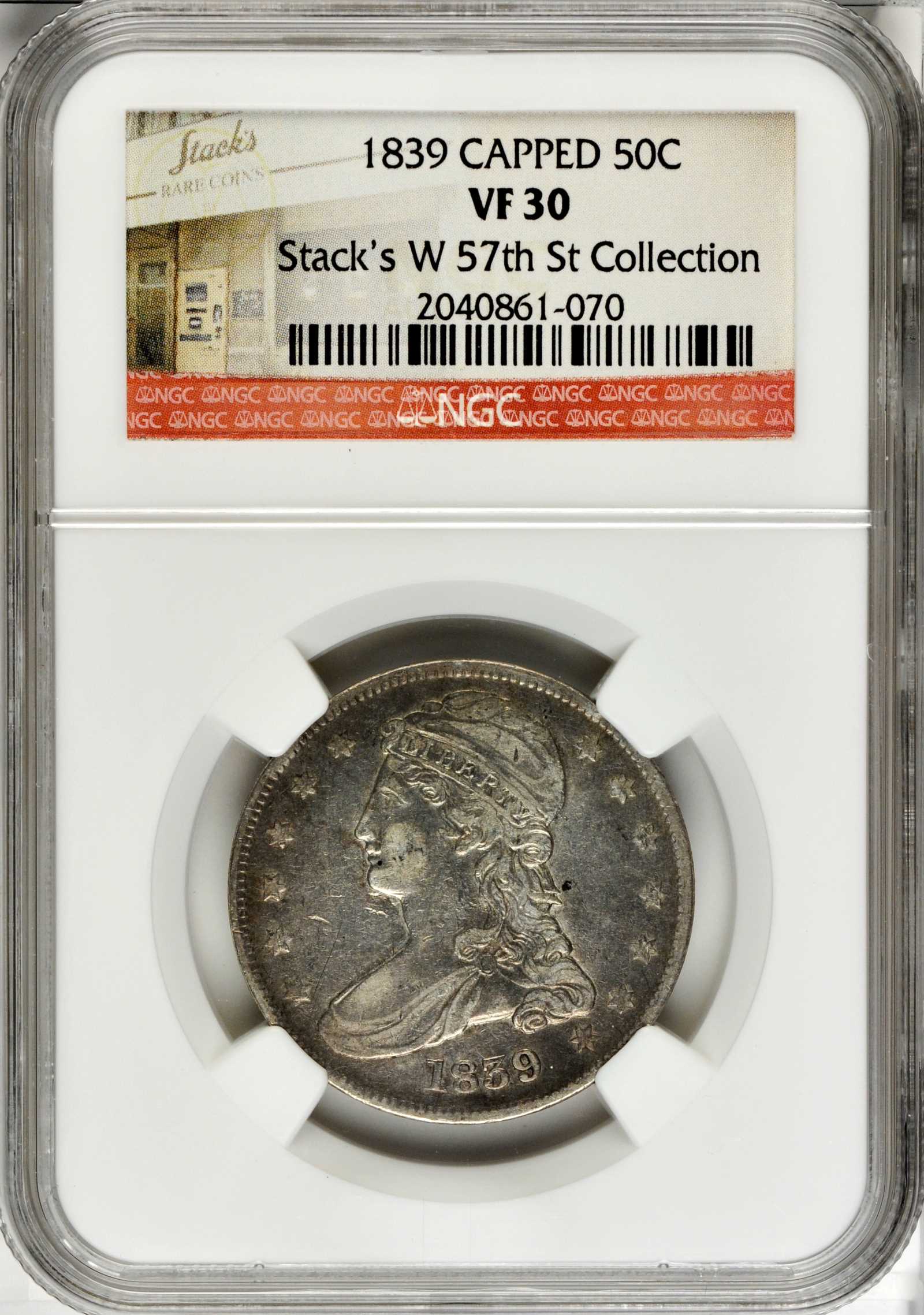 1839 50c Reeded Edge, Large Letters Reverse, GR-7 F15 thumbnail 10