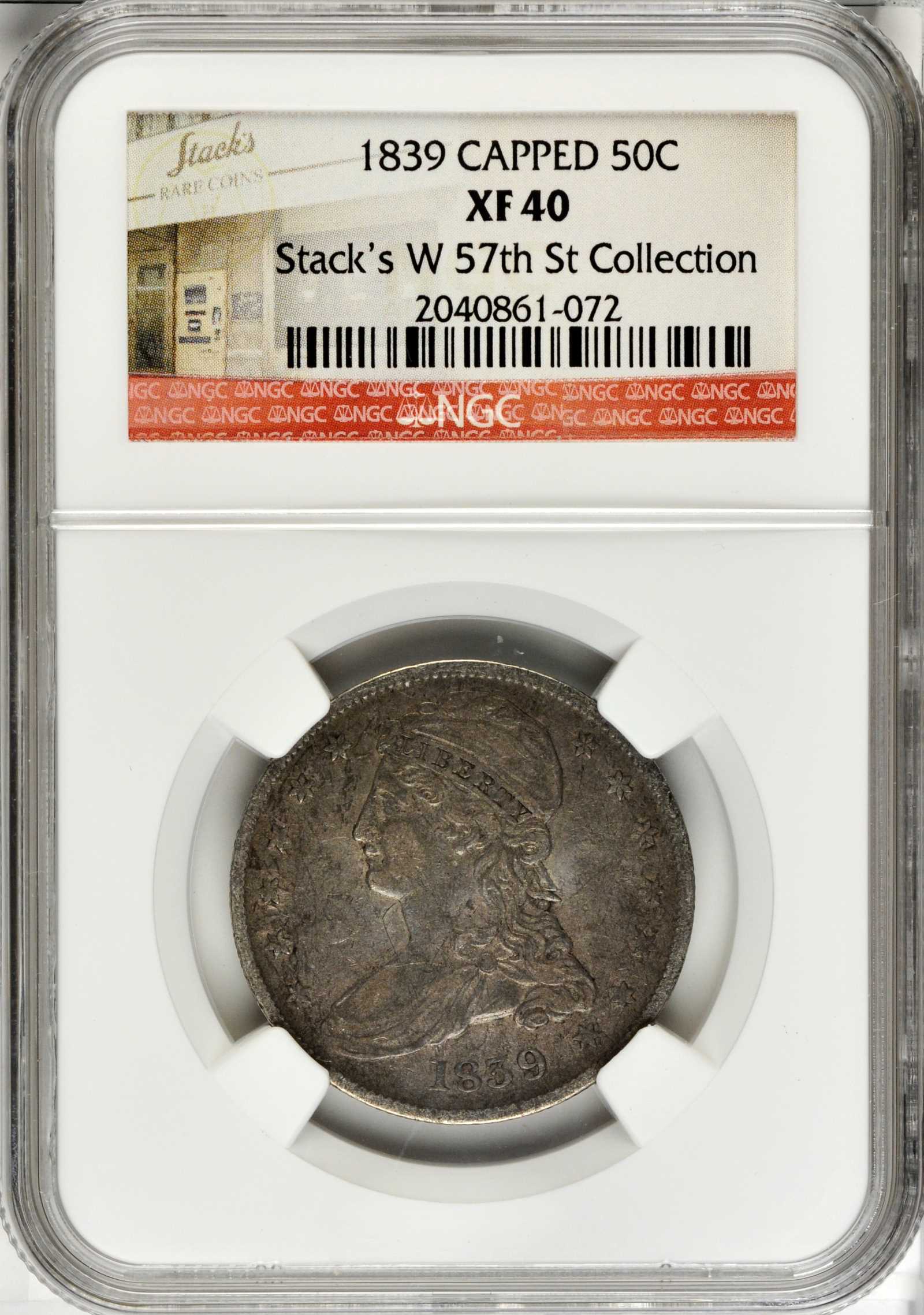 1839 50c Reeded Edge, Large Letters Reverse, GR-6 AU53 thumbnail 6