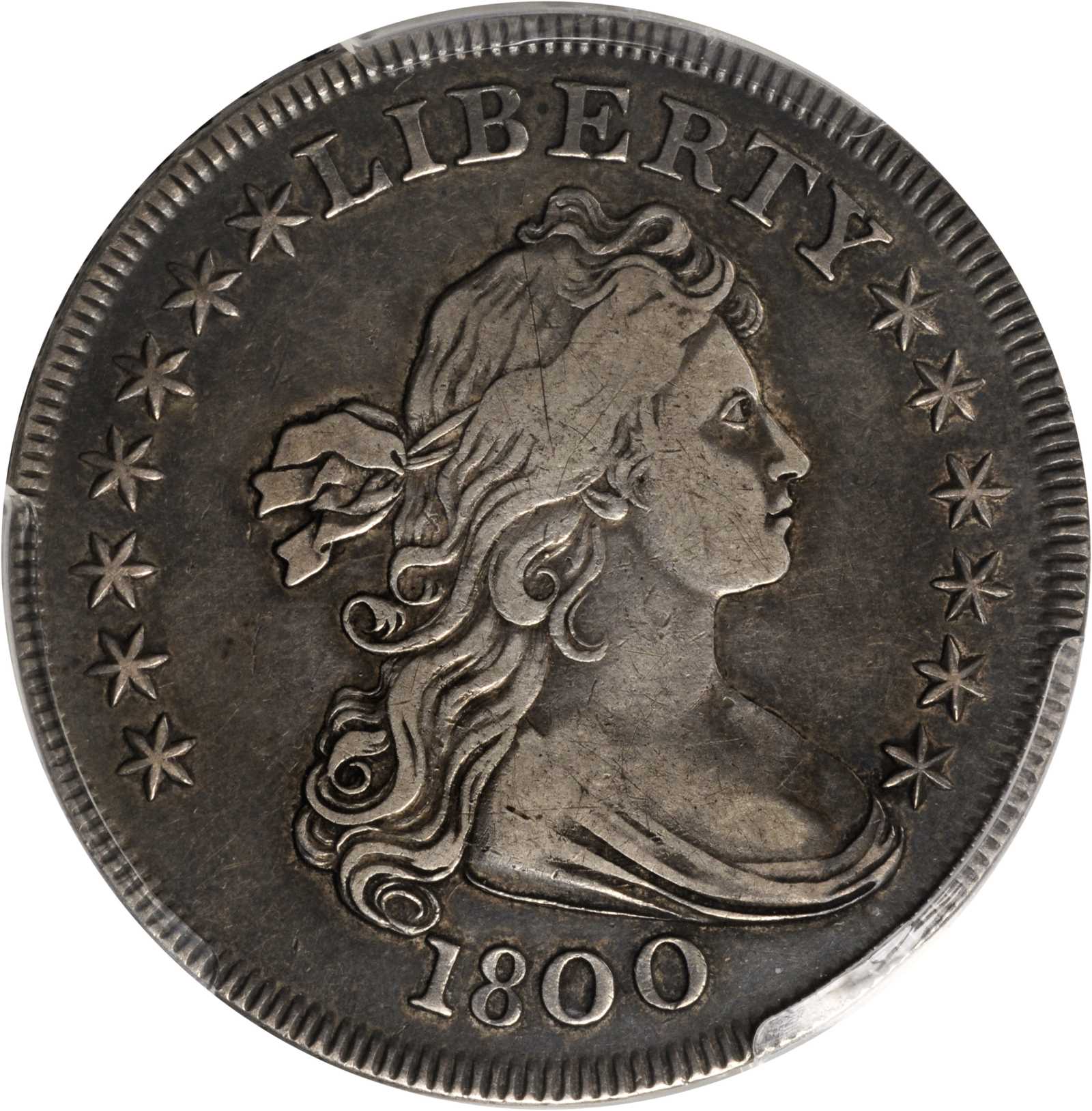 1800 Draped Bust Silver Dollar. BB-195, B-15. Rarity-4. 10 Arrows. VF-30 (PCGS).