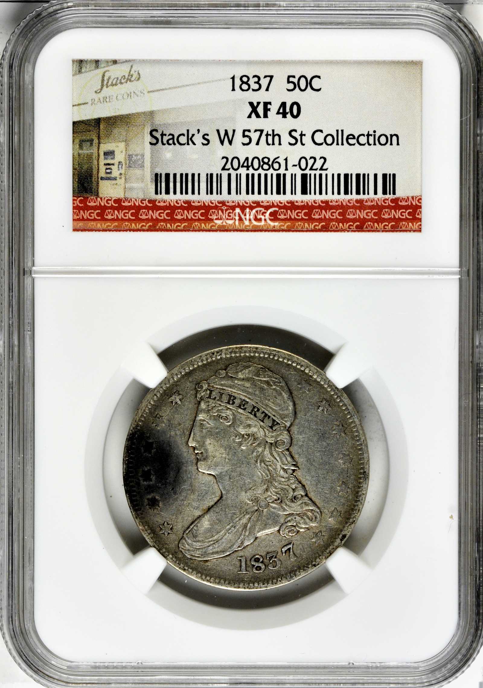 1837 50c Reeded Edge, GR-9 VF30 thumbnail 4