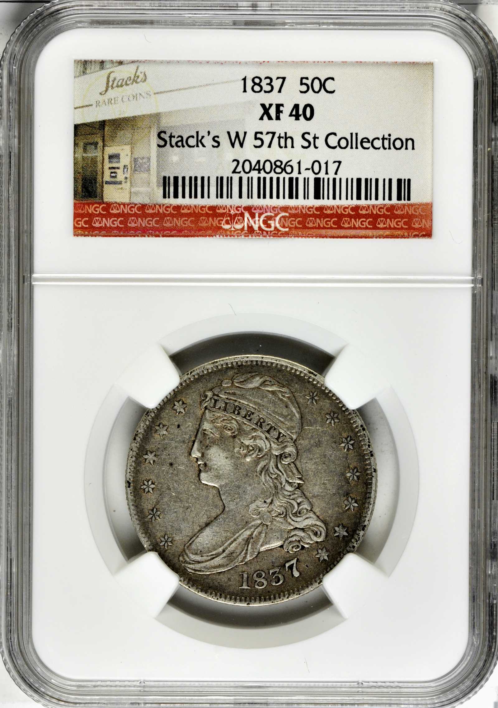 1837 50c Reeded Edge, GR-12 VG10 CAC thumbnail 5