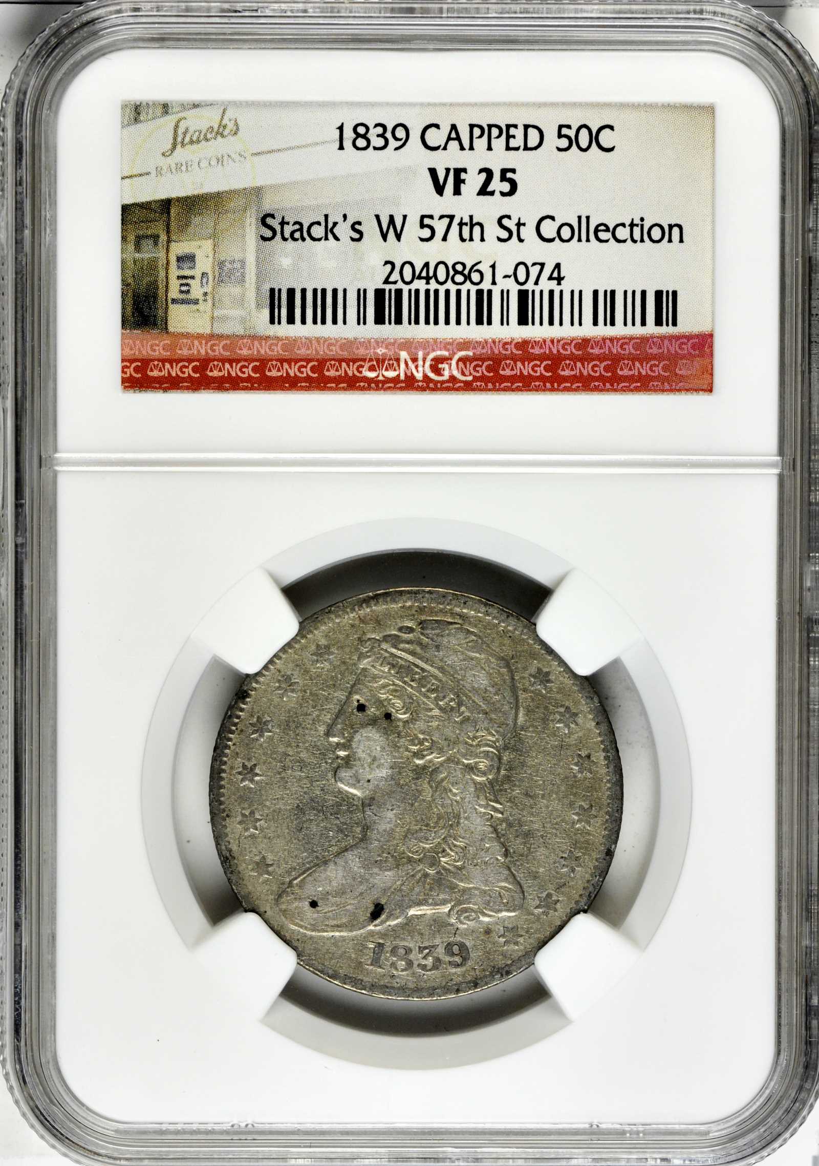 1839 50c Reeded Edge, Large Letters Reverse, GR-7 F15 thumbnail 6