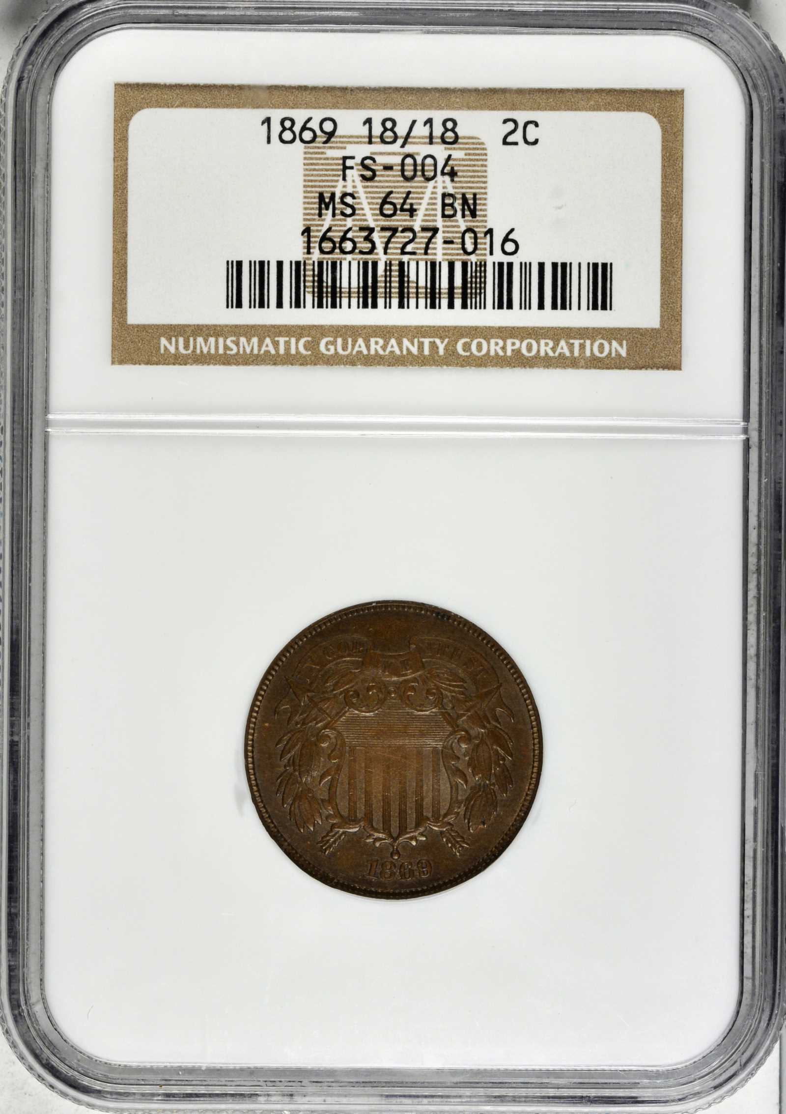 1869 2c Repunched Date, FS-302 MS BN MS61 BN thumbnail 9