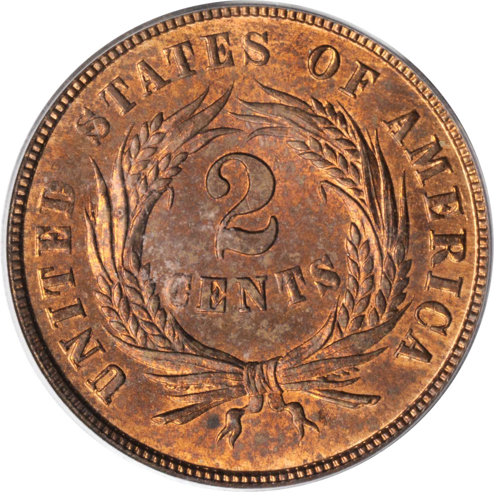 1864 2c Large Motto, DDO, FS-1101 MS RD MS65 RD CAC thumbnail 2