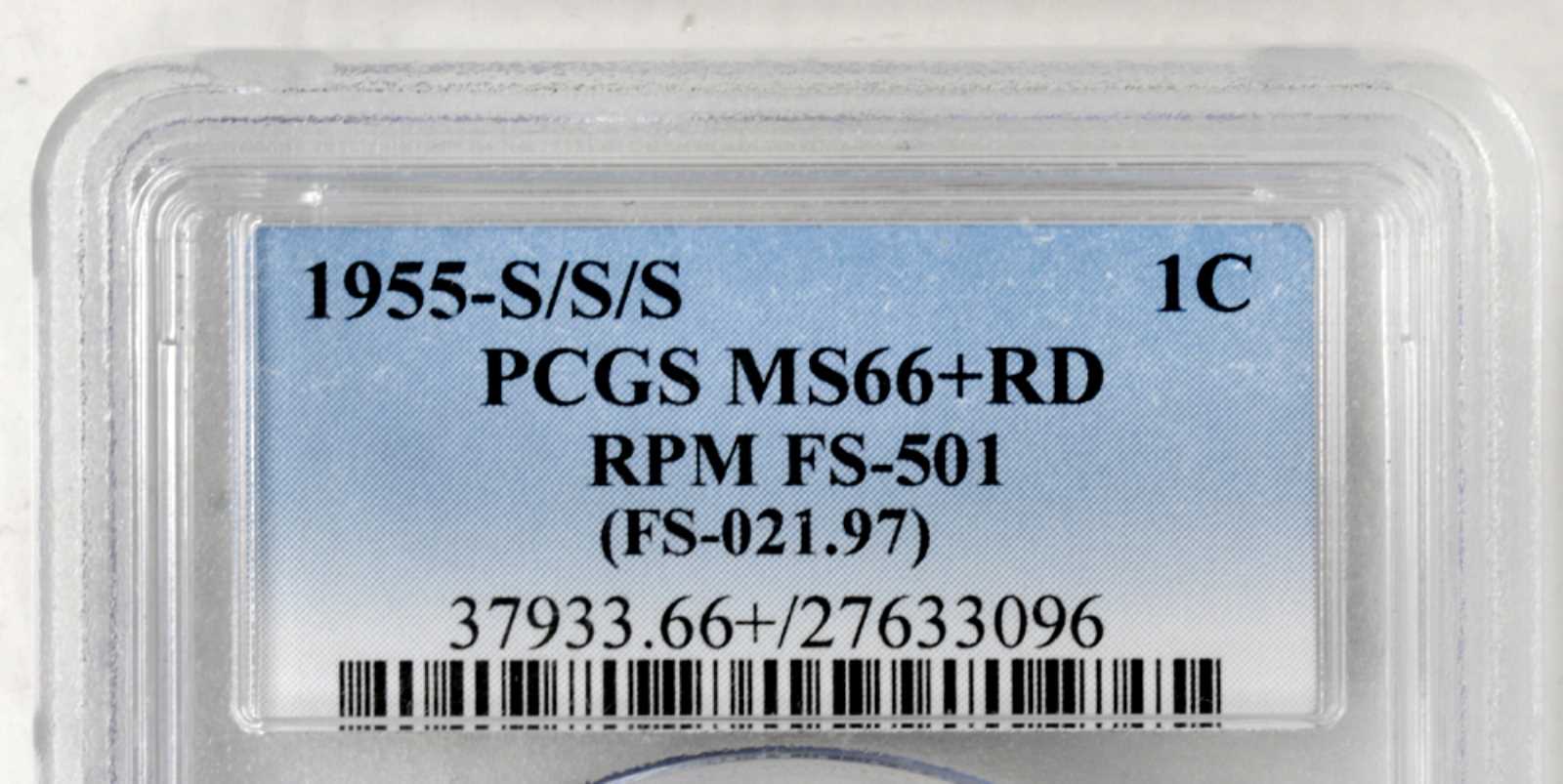 1955-S/S/S 1c Repunched Mintmark, FS-501 MS RD MS64 RD thumbnail 19