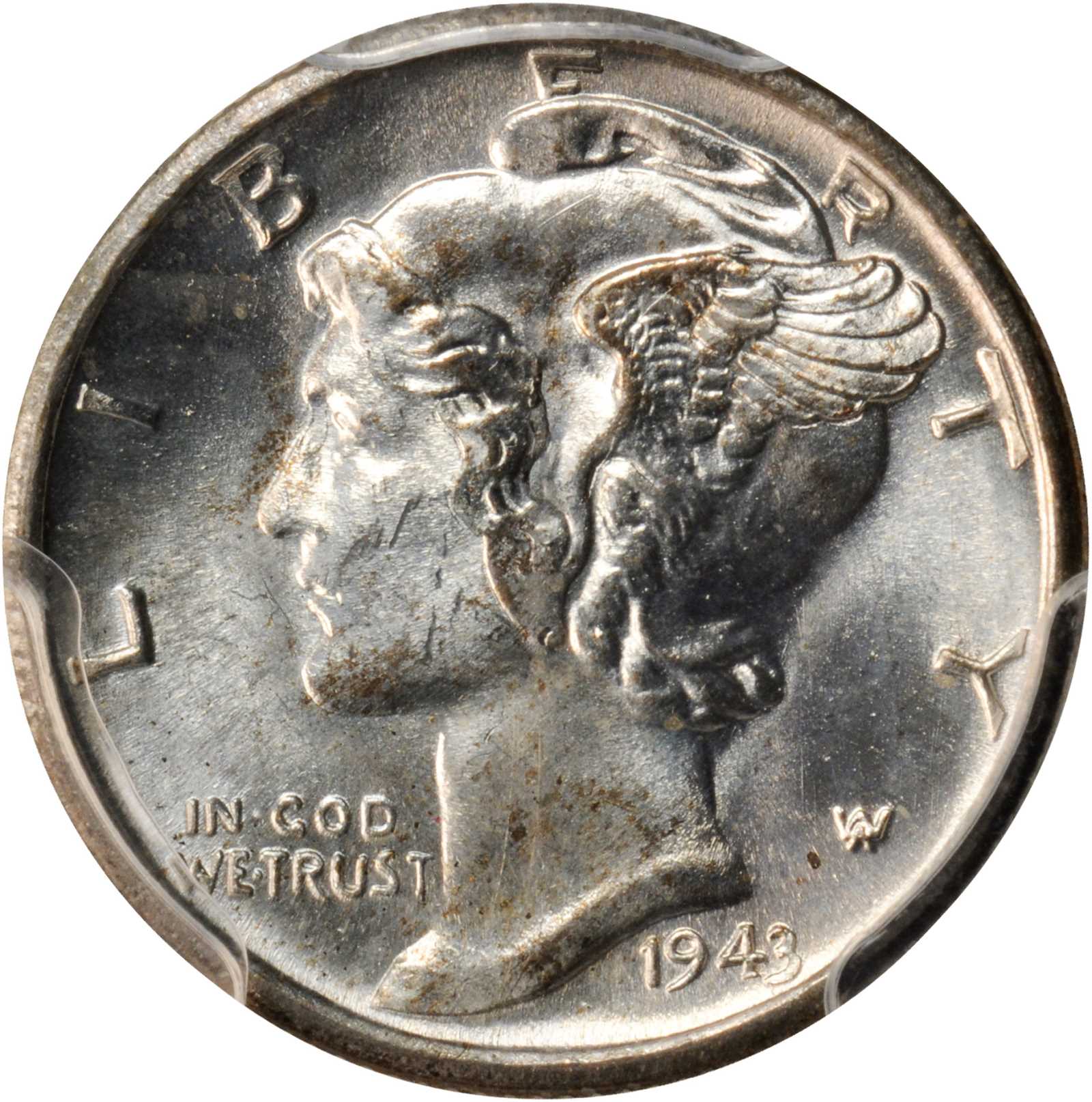 1943-S/S Mercury Dime. FS-501. Repunched Mintmark. MS-65 (PCGS).