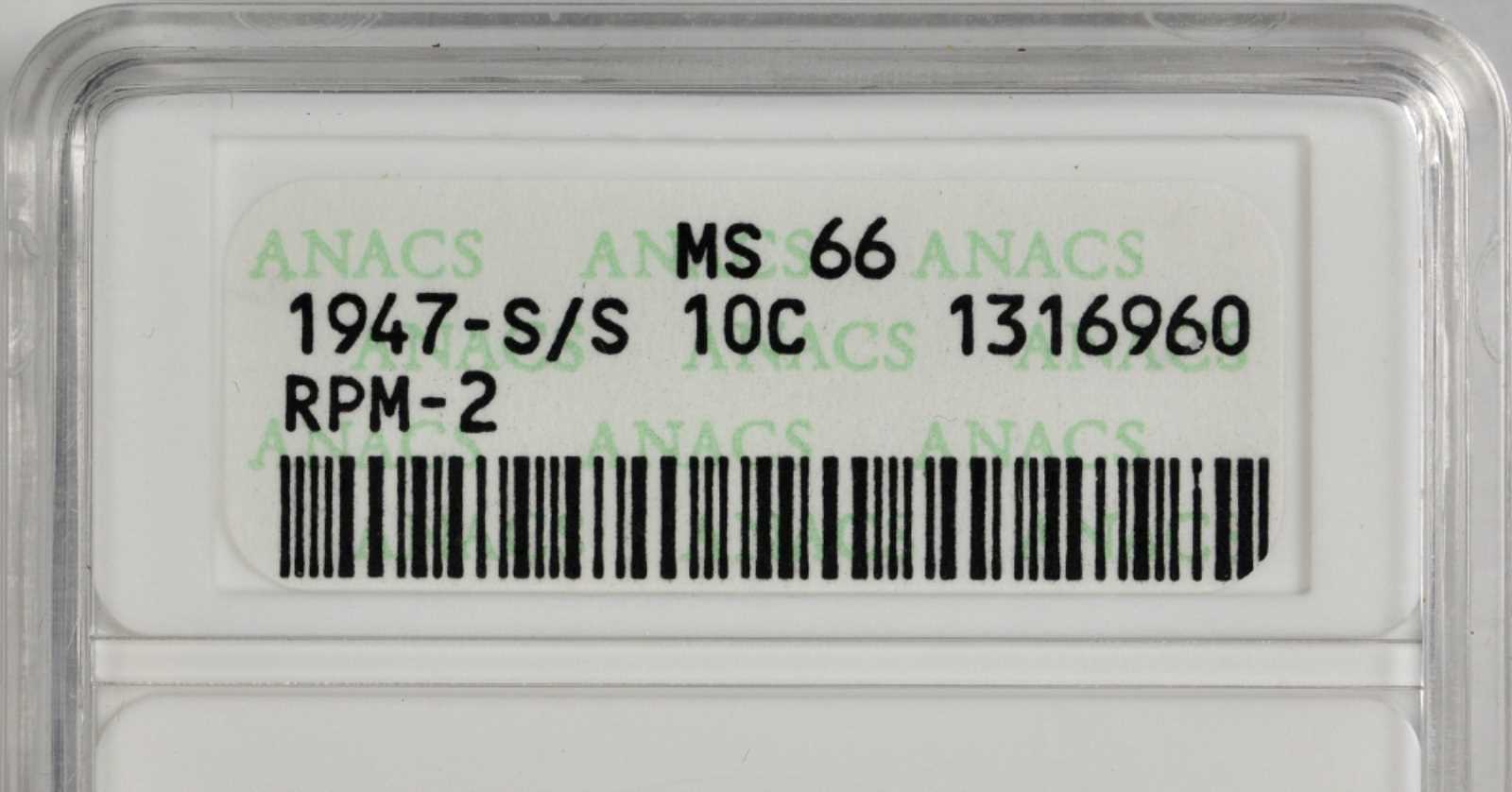 1947-S/S 10c Repunched Mintmark, FS-503 VF20 thumbnail 3