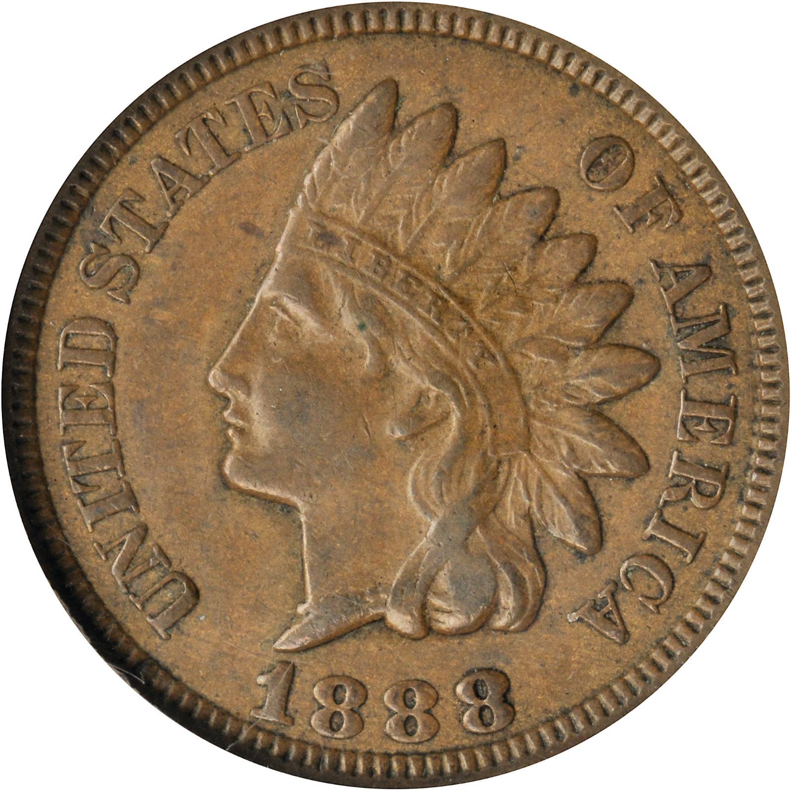 1888 Indian Cent. Snow-2, FS-302 (FS-010.7). Repunched Date. AU-50 (ANACS).