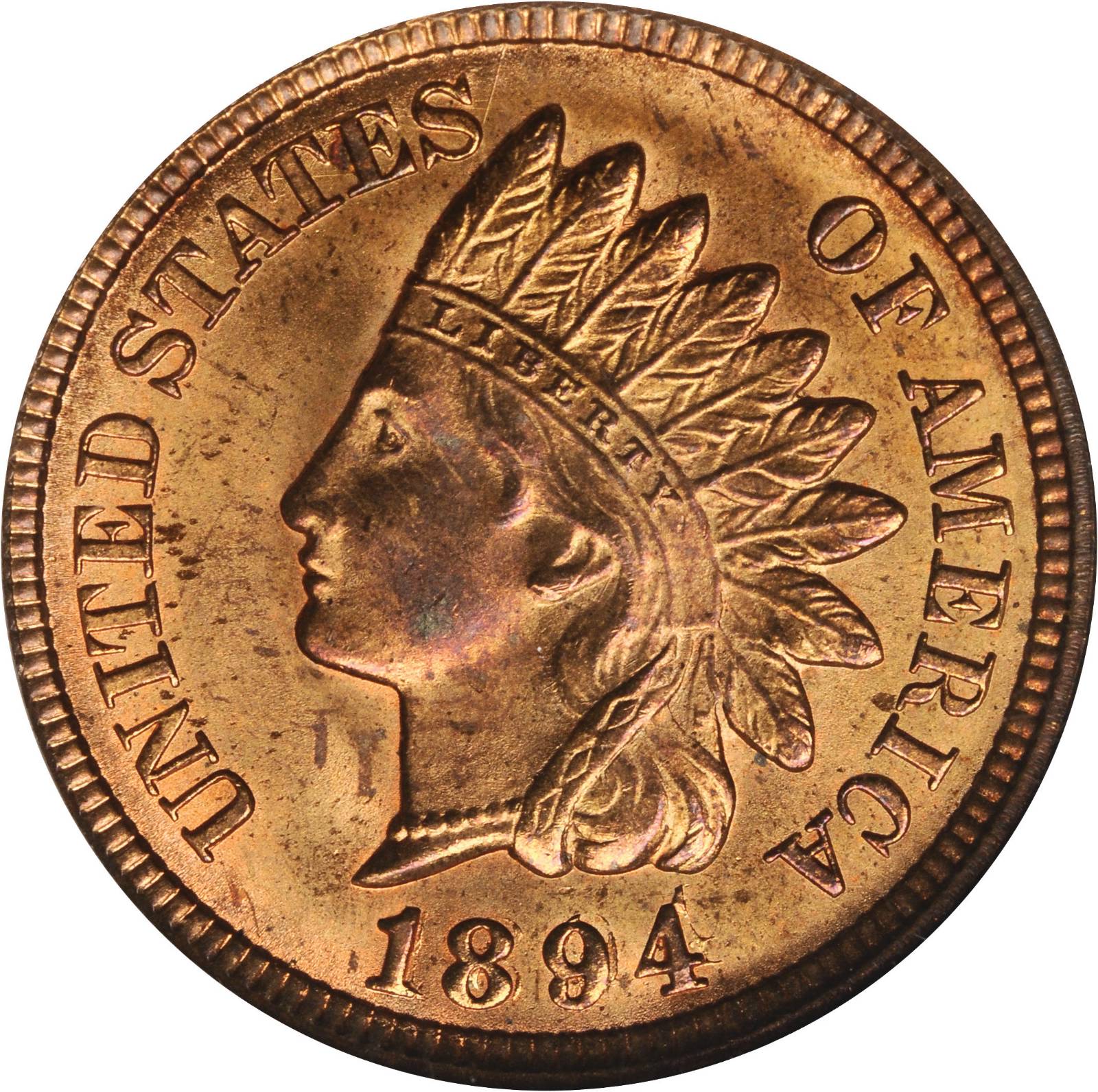 1894/1894 Indian Cent. Snow-1, FS-301 (FS-011). Repunched Date. MS-65 RD (ANACS).