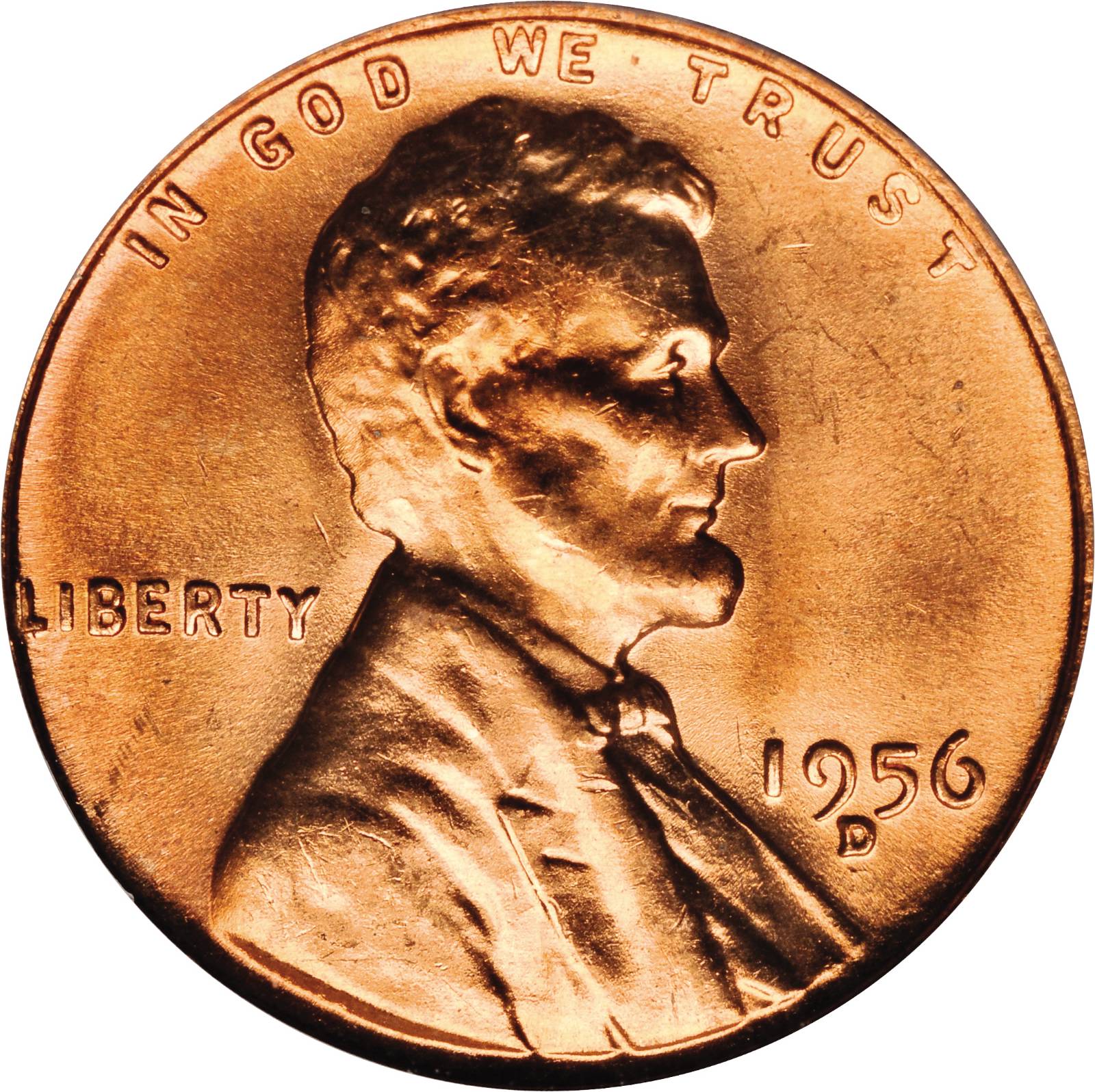 1956-D/D Lincoln Cent. FS-508 (FS-022). Repunched Mintmark. MS-65 RD (PCGS).