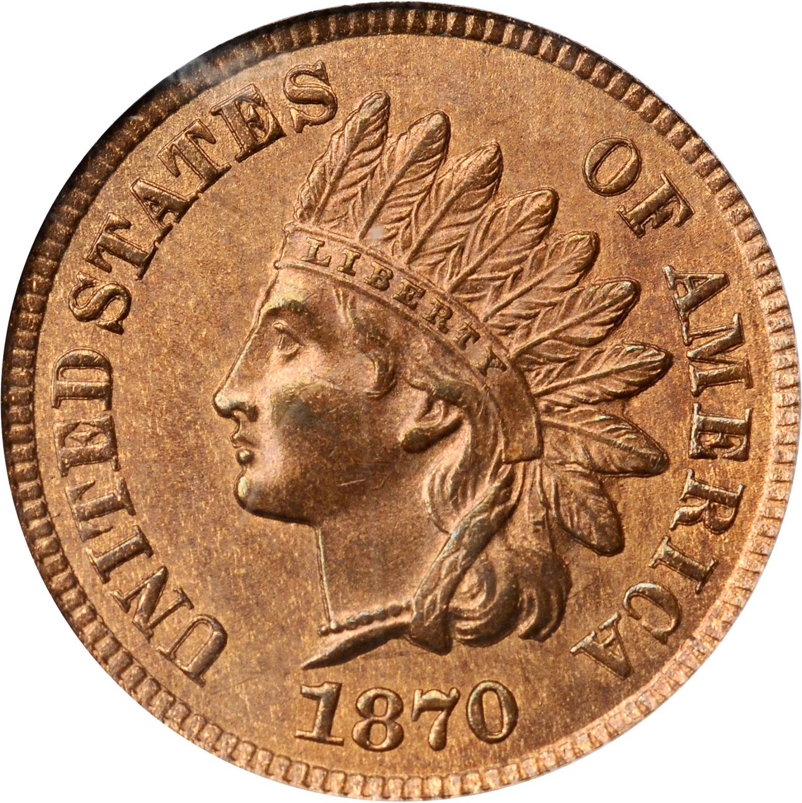 1870 Indian Cent. FS-101. Doubled Die Obverse. MS-64 RB (PCGS). CAC.