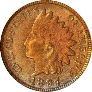 image for: 1897 Indian Cent. Snow-1, FS-401 (FS-011.5). Misplaced Date. MS-64 BN (PCGS). Eagle Eye Photo Seal.
